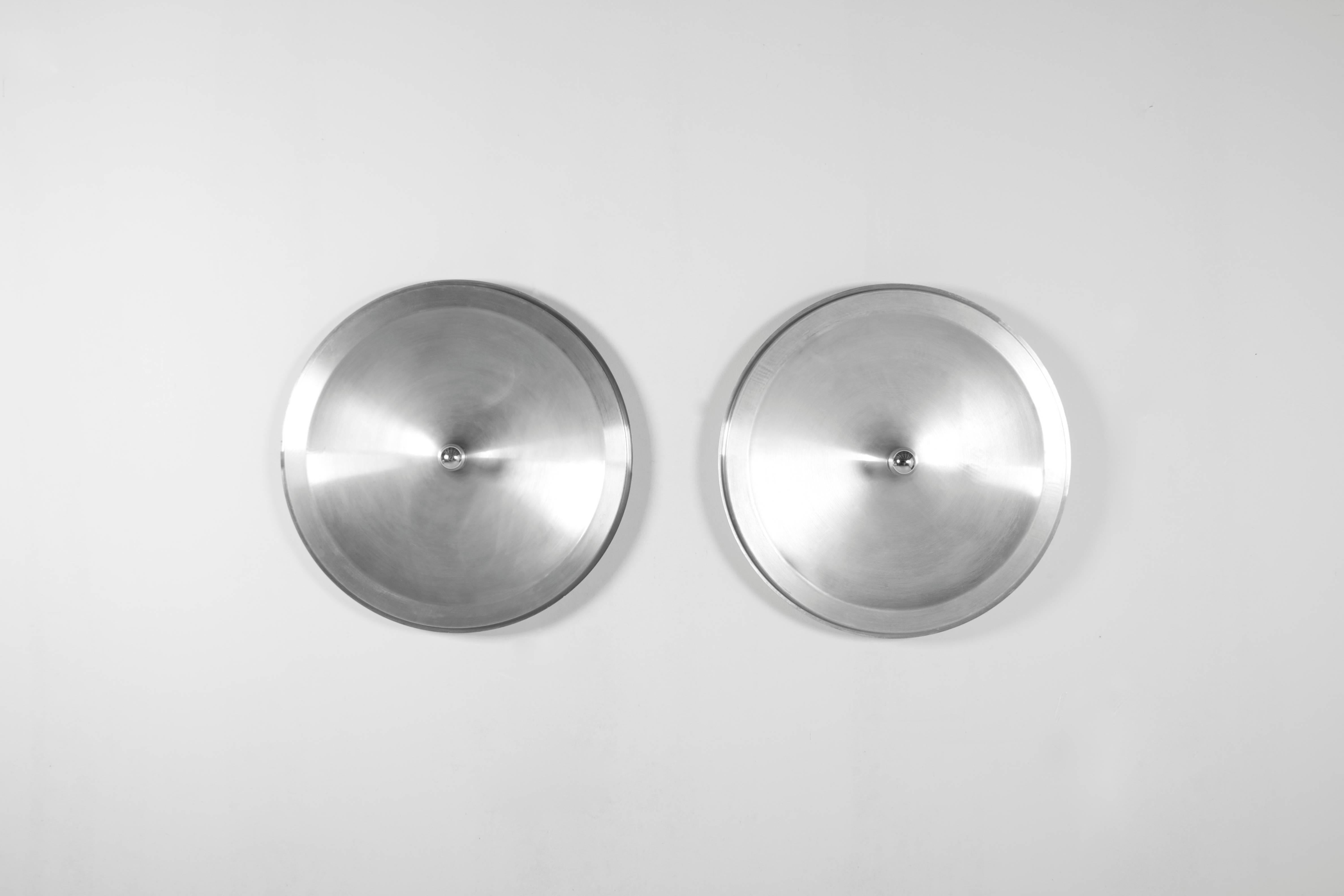Space Age One of Four Huge Aluminium Verner Panton Style Wall Lamp, 1970s