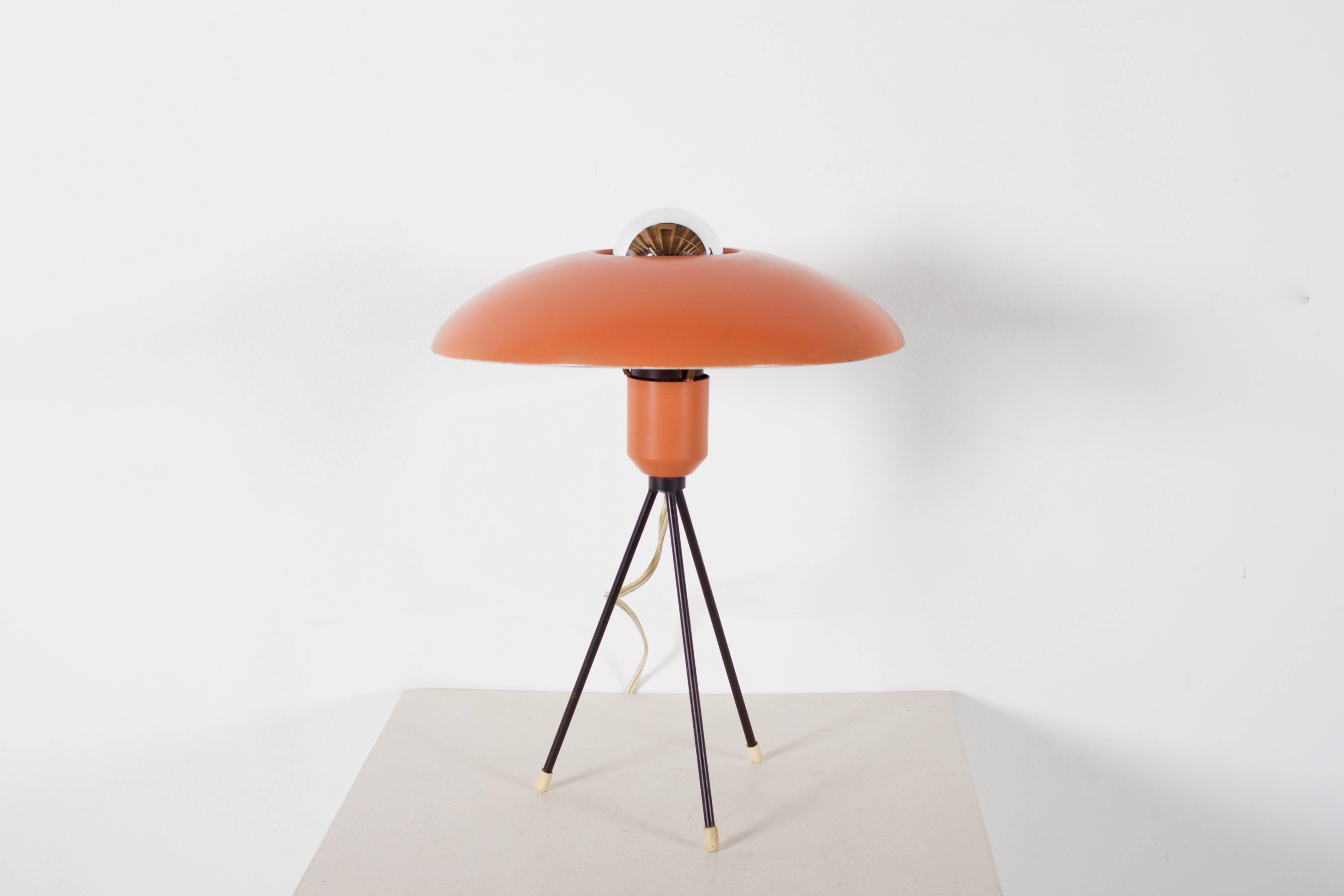 Lacquered Rare 1950s Tripod Louis Kalff Table Lamp for Philips For Sale