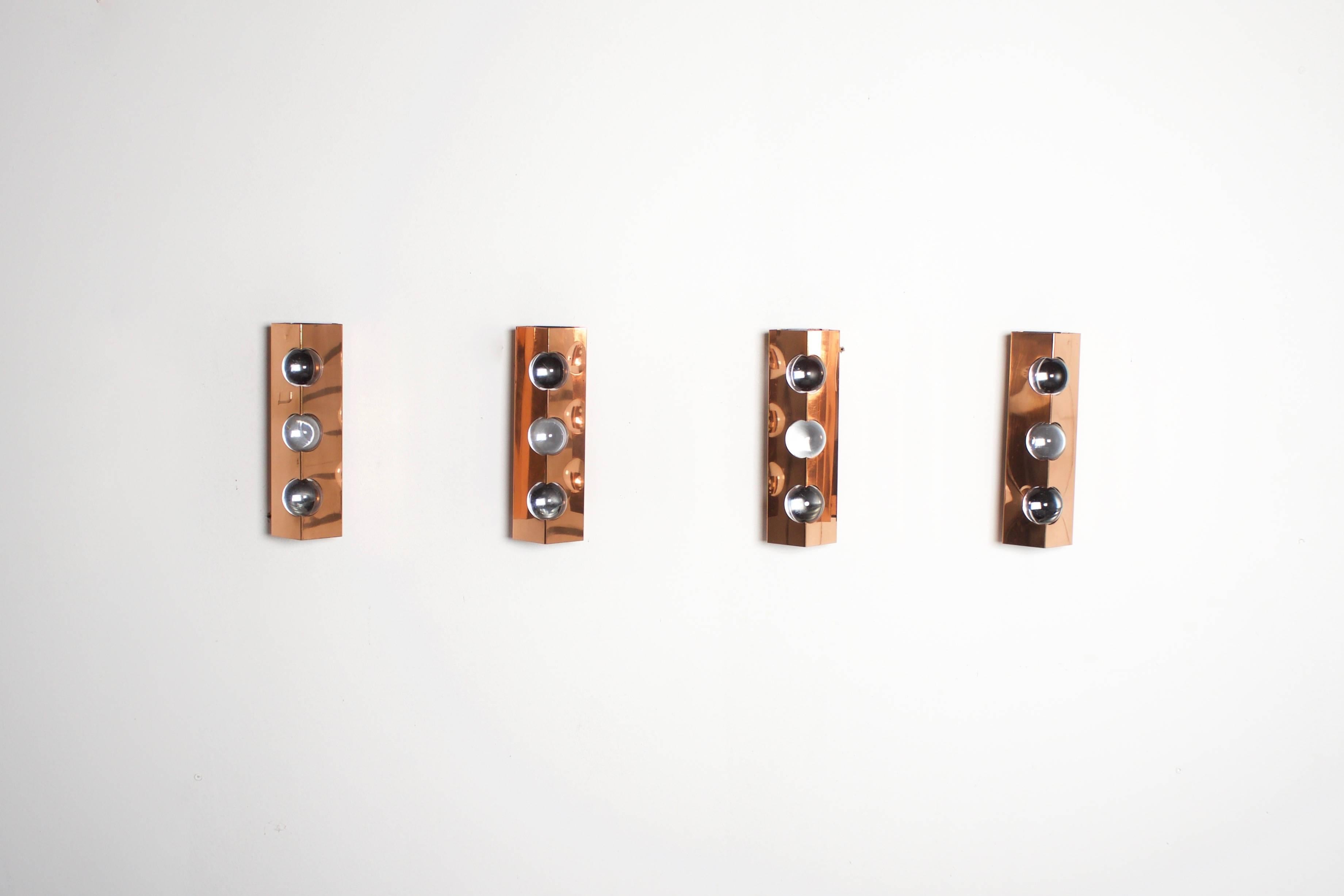 Lacquered Four Copper Sconces by Verner Schou for Coronell Elektro