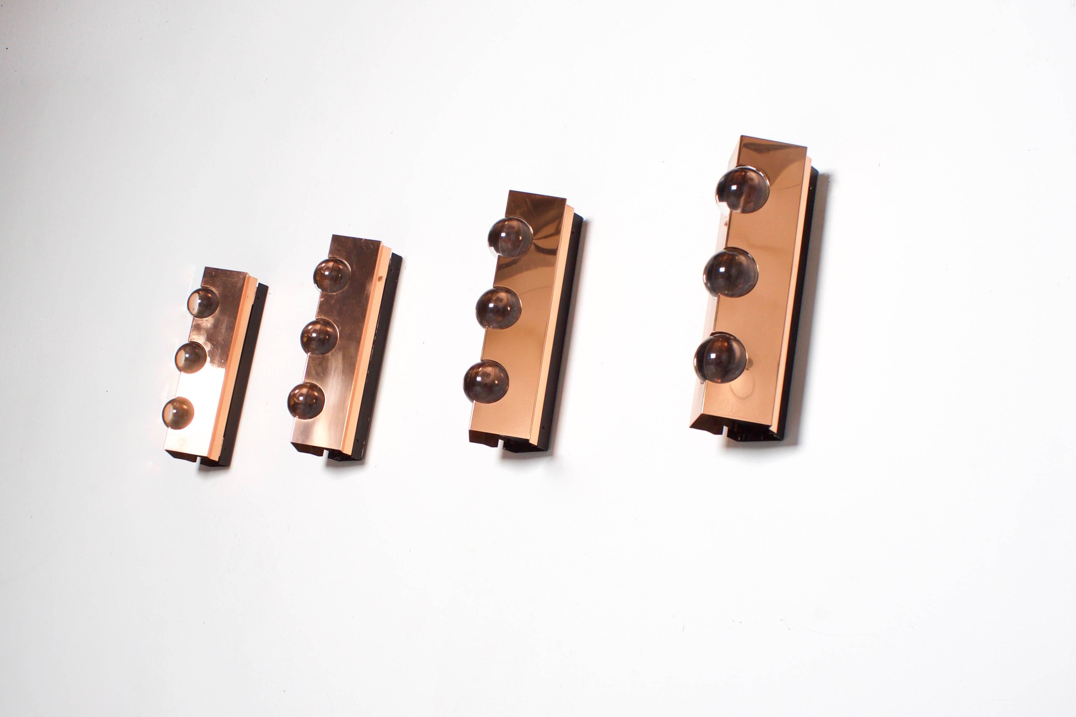 Danish Four Copper Sconces by Verner Schou for Coronell Elektro