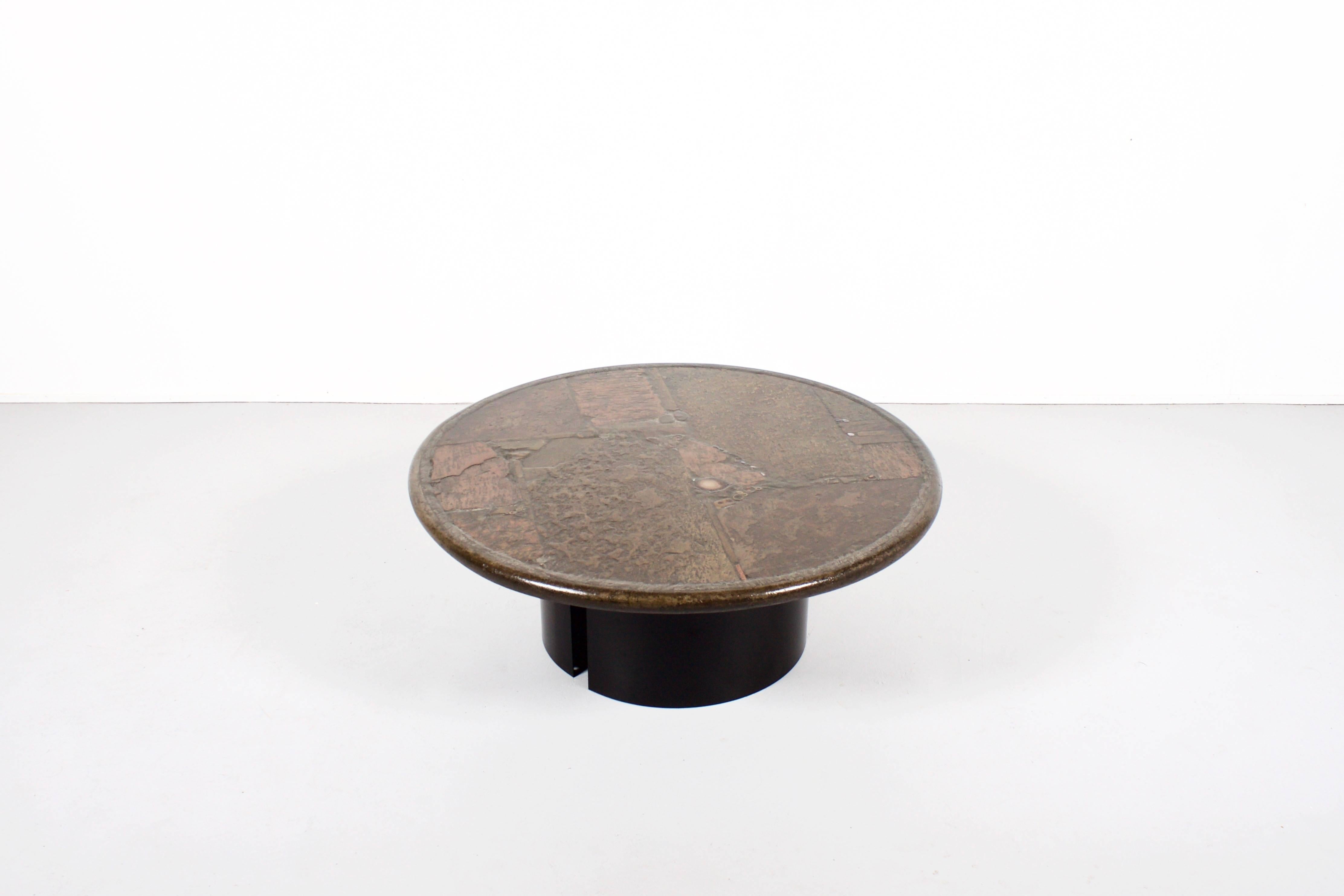 Mid-Century Modern Paul Kingma One-Off Artwork Coffee Table, Agate Slate Brass