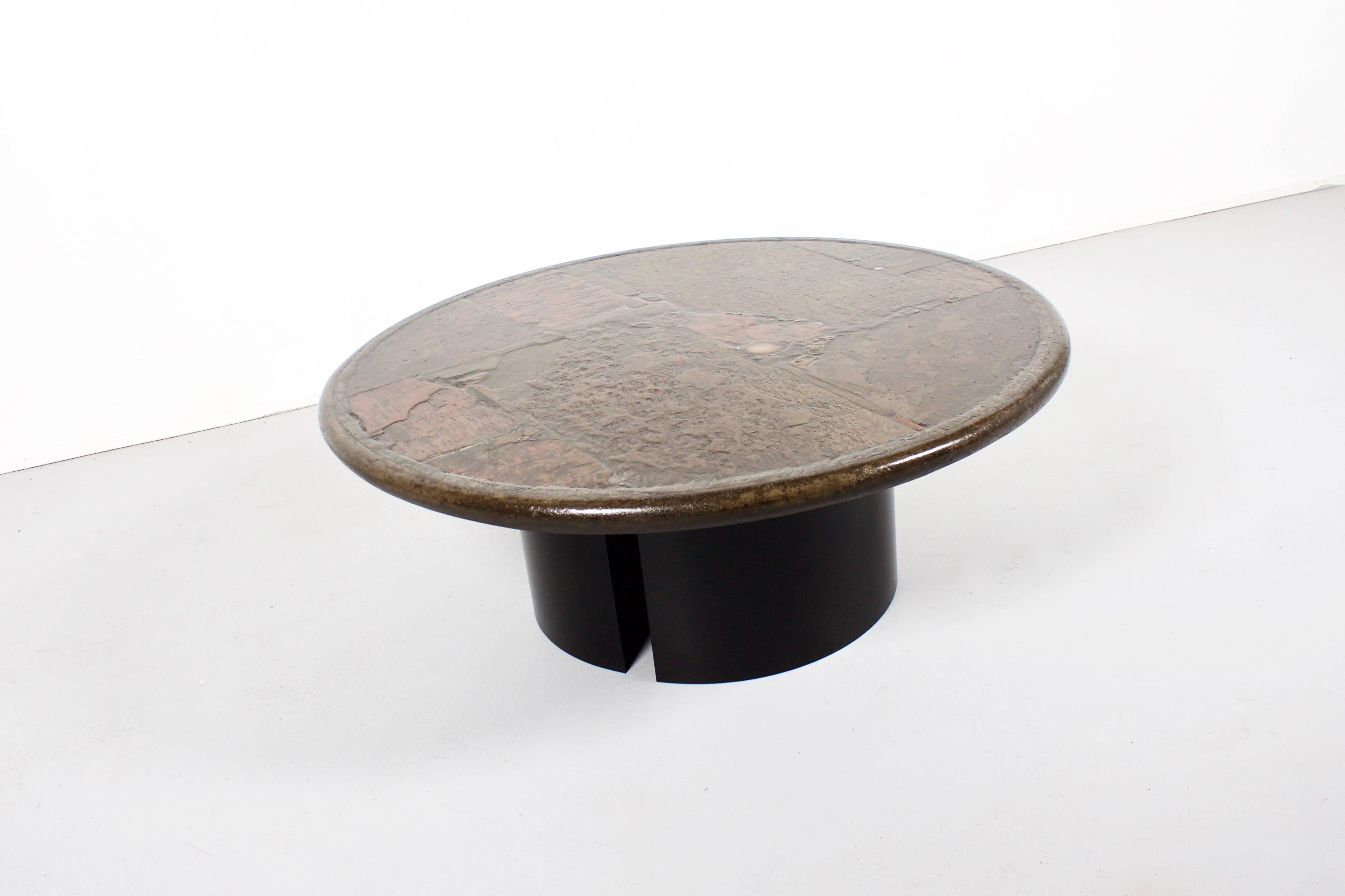Paul Kingma One-Off Artwork Coffee Table, Agate Slate Brass In Excellent Condition In Echt, NL