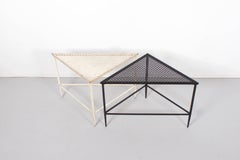 Coppia di tavoli triangolari Mathieu Matégot per Artimeta, anni '50