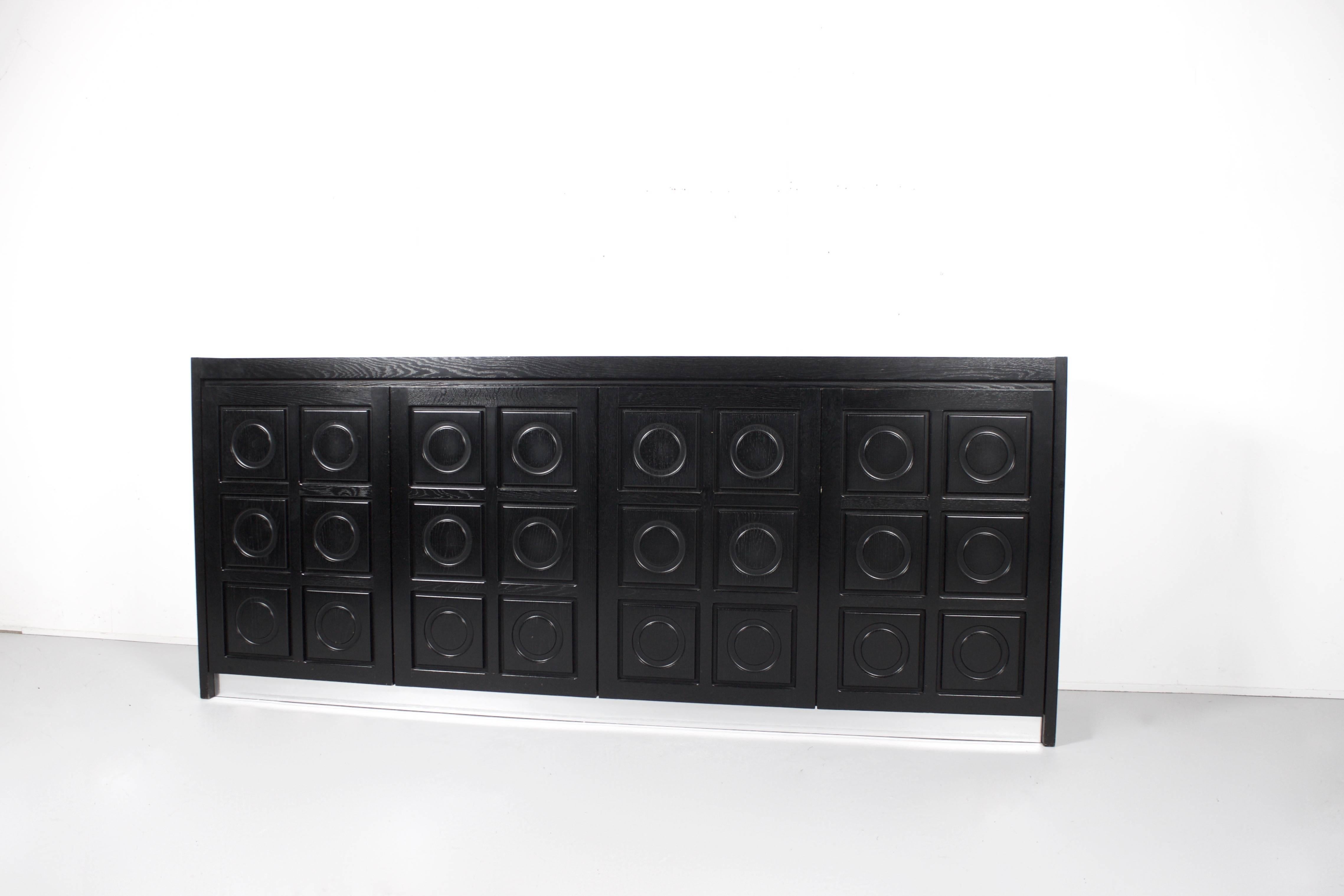 Belgian Brutalist Sideboard in Black Oak, Belgium, 1970s