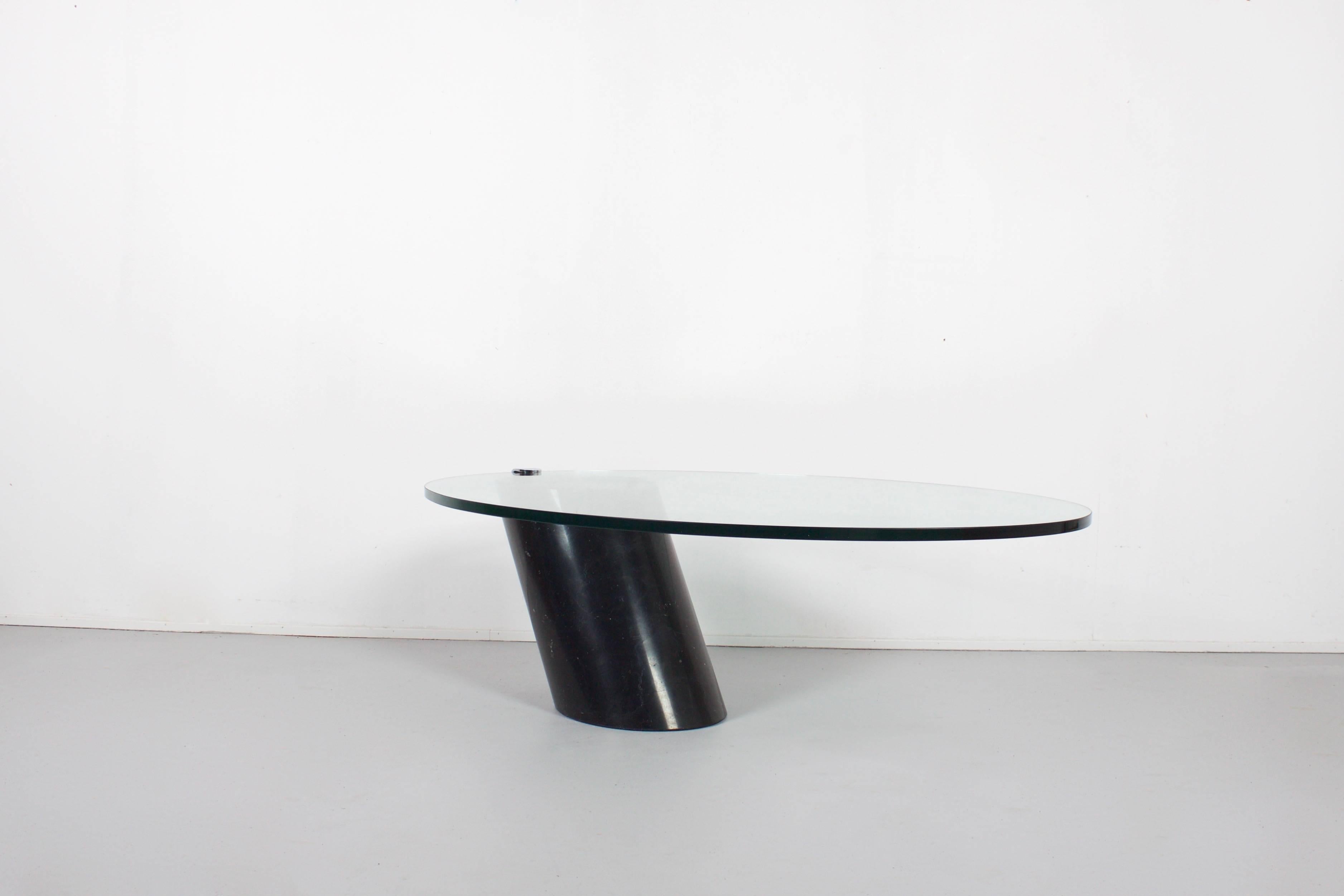 Coffee Table in Nero Marquina Marble and Glass for Ronald Schmitt, 1970s In Good Condition In Echt, NL