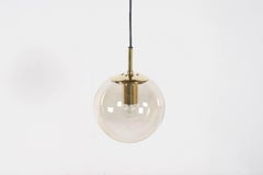 1 of 3 Beautiful Brass Glashütte Limburg Globe Pendants, 1970s