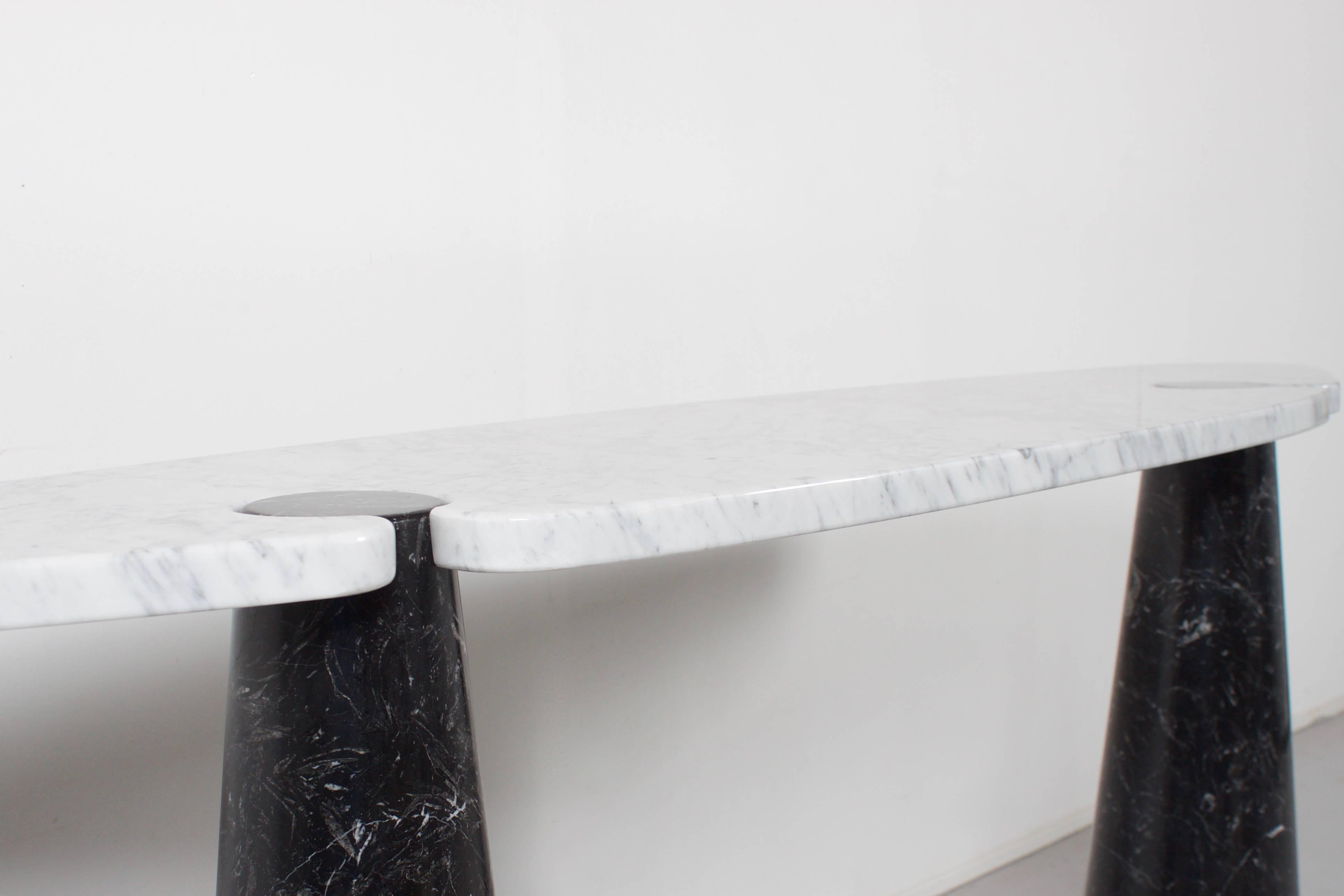 Mid-Century Modern Angelo Mangiarotti ‘Eros’ Console Table for Skipper, Marquina and Carrara Marble