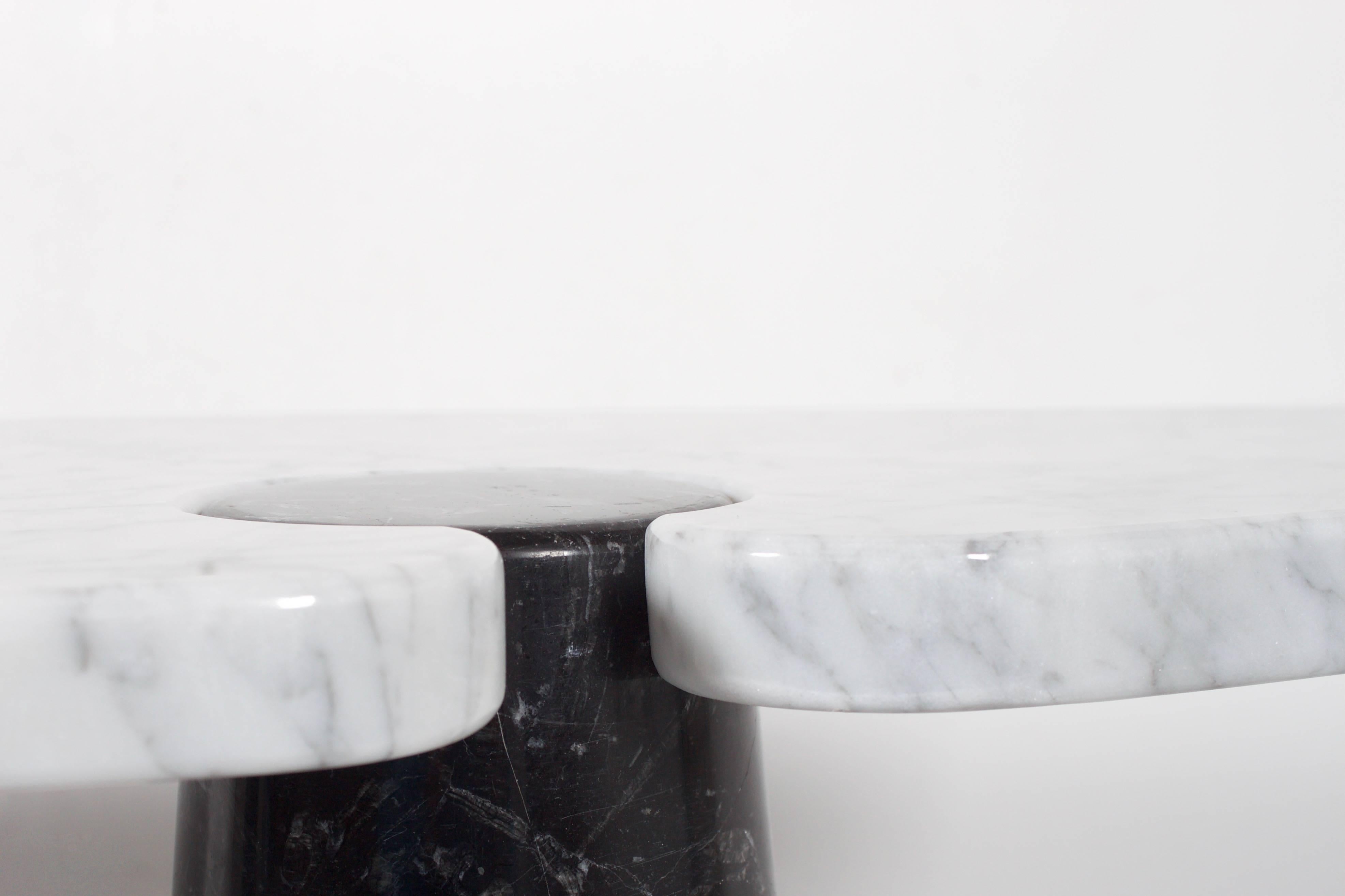 Italian Angelo Mangiarotti ‘Eros’ Console Table for Skipper, Marquina and Carrara Marble