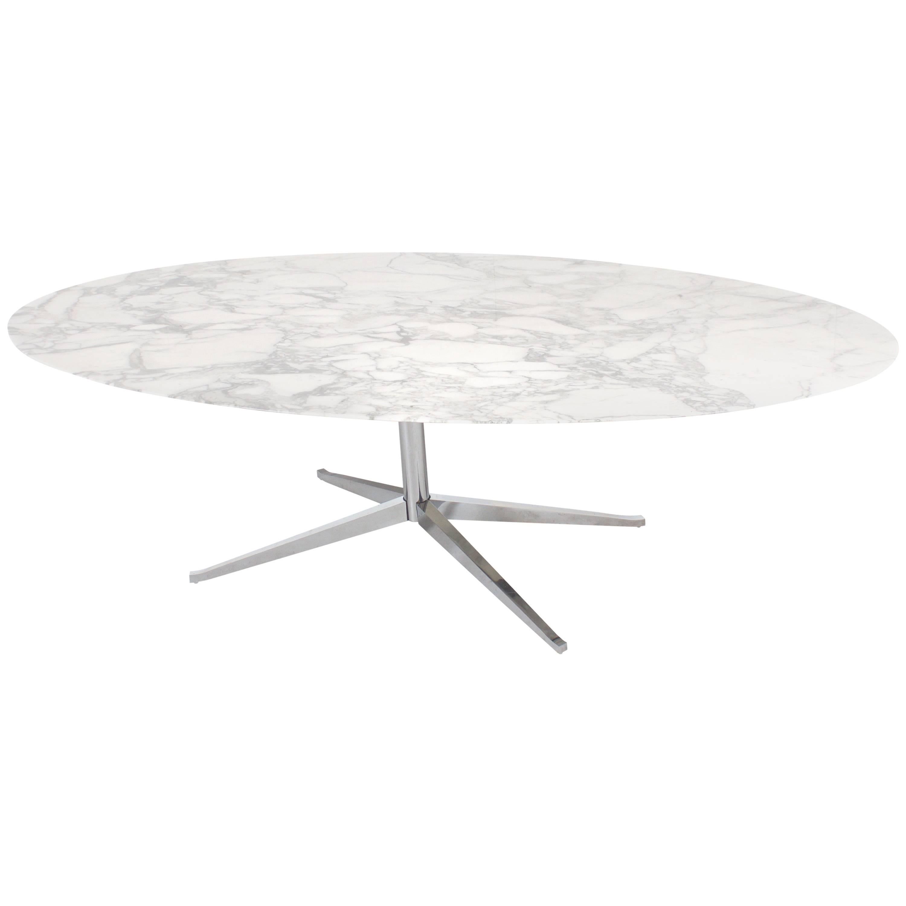 Table de salle à manger ou bureau ovale originale en marbre Florence Knoll pour Knoll International