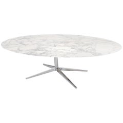 Original Florence Knoll Marble Oval Dining Table or Desk for Knoll International