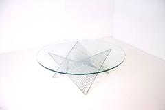 Rare 1970s Glass and Chrome Graphic Coffee Table