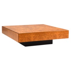 Large 1970s Burl Wood Coffee Table In the Manner of Willy Rizzo & Milo Baughman