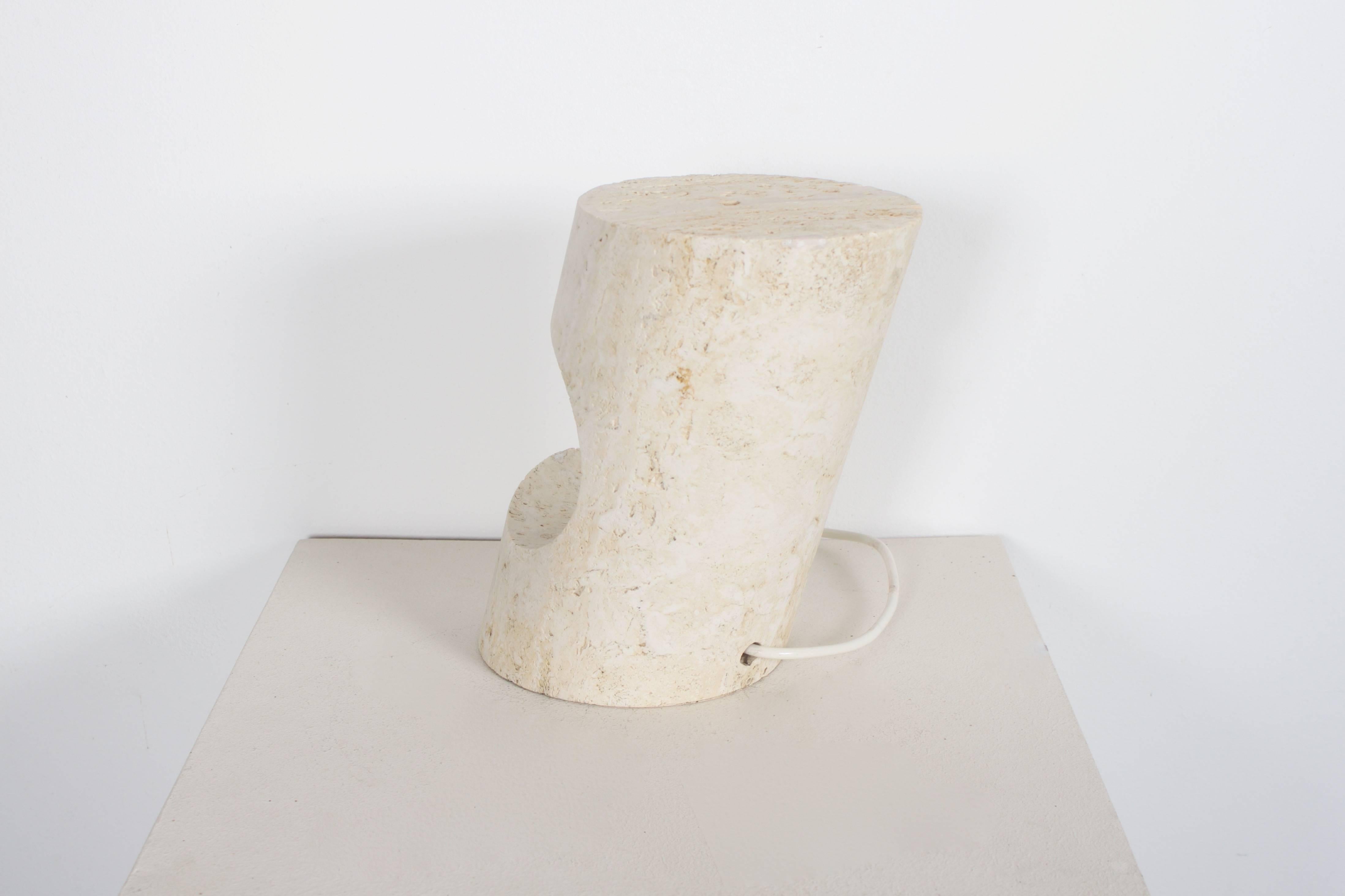 Mid-Century Modern Sculptural Travertine Table Lamp by Giuliano Cesari for Nucleo Sormani, 1971