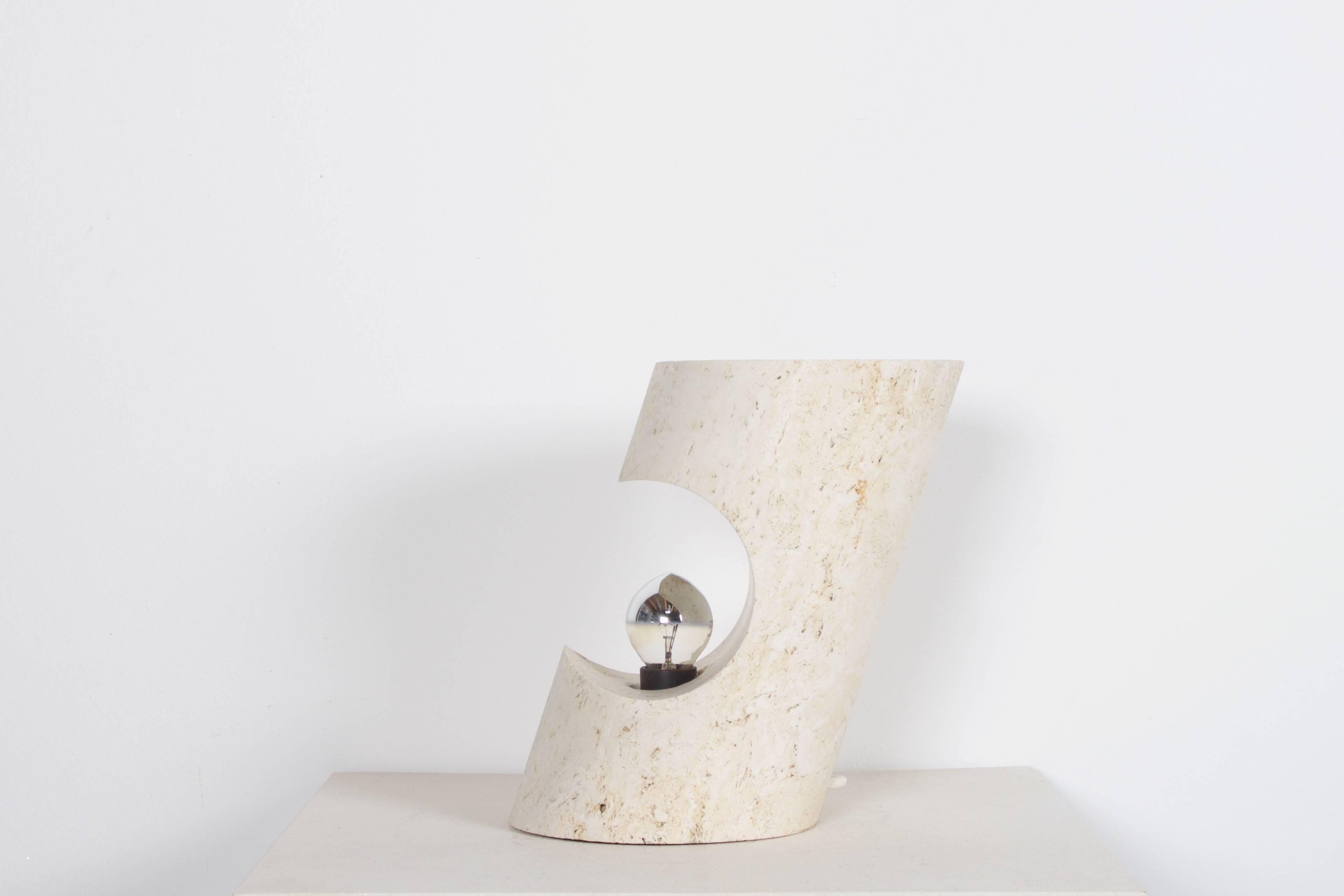 Sculptural Travertine Table Lamp by Giuliano Cesari for Nucleo Sormani, 1971 2