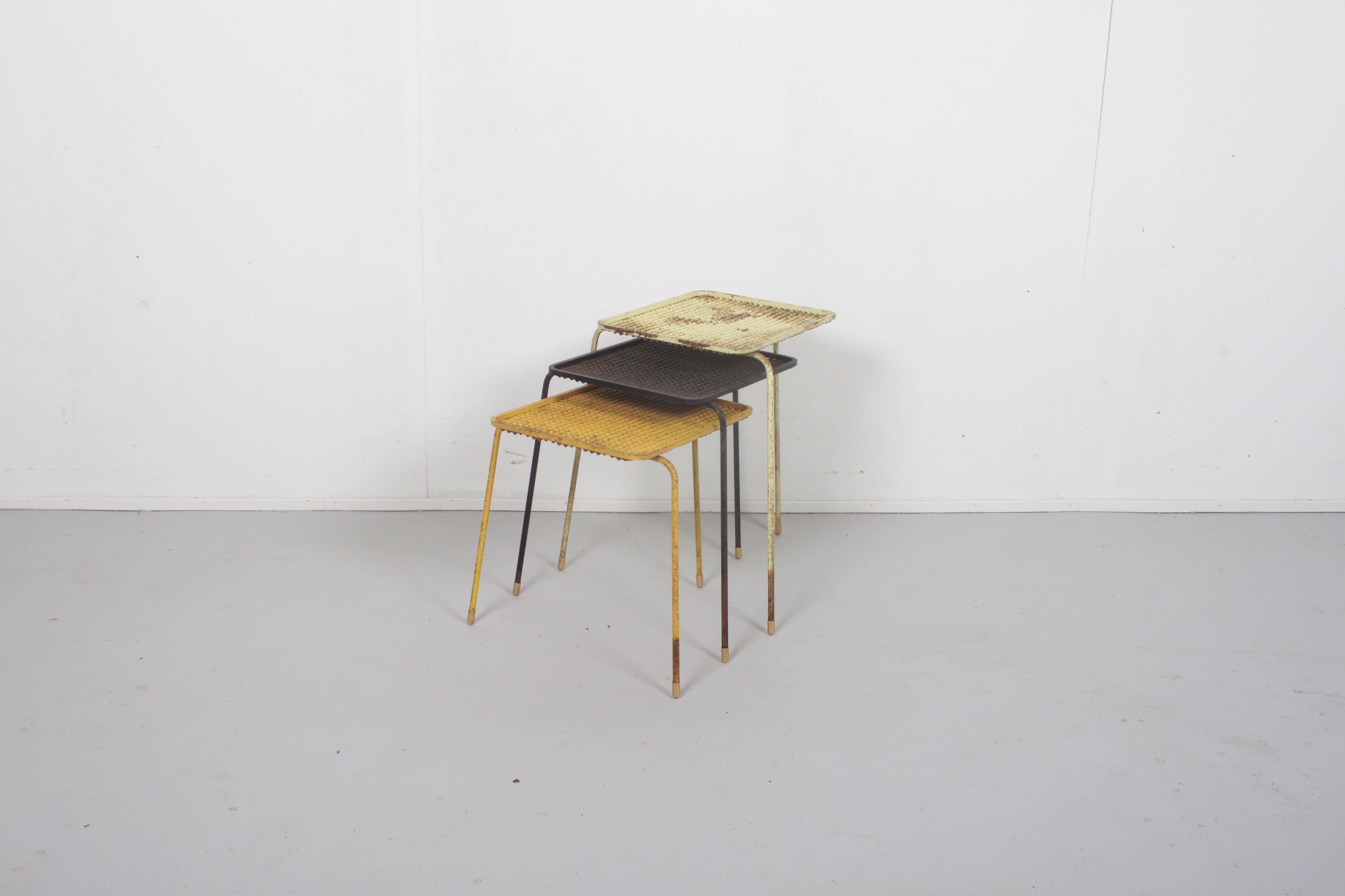 Early Mathieu Matégot 'Soumba' Nesting Tables In Fair Condition In Echt, NL