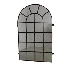 19th Century Industrial Iron Window Frame Mirror
