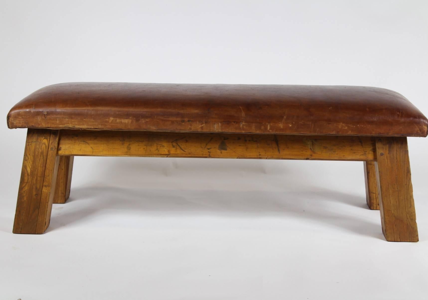 Mid-Century Modern 1950s Leather Gym Bench
