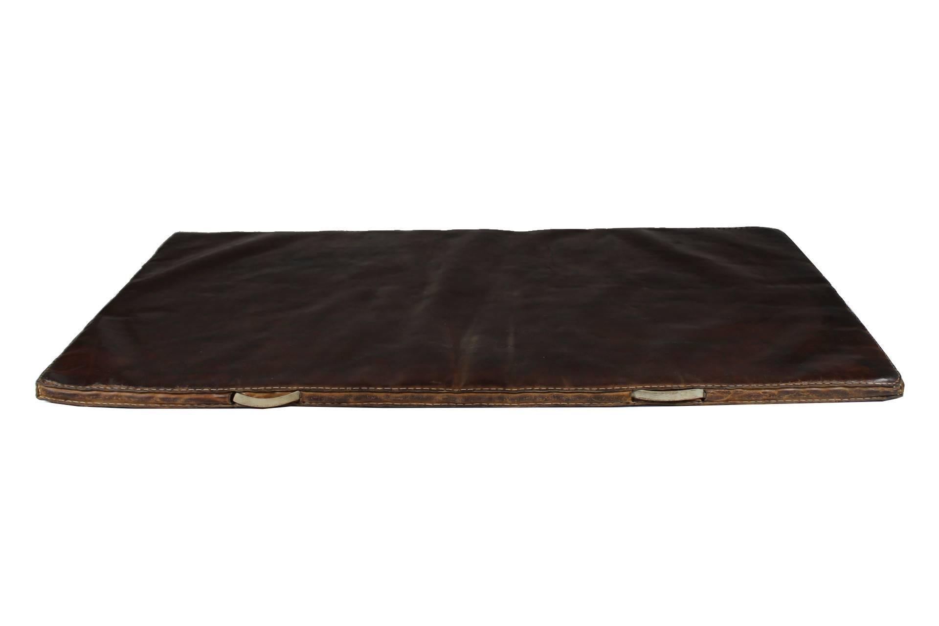 Leather gym mat from the 1950s. Nice patina. More pieces available, price for one piece.