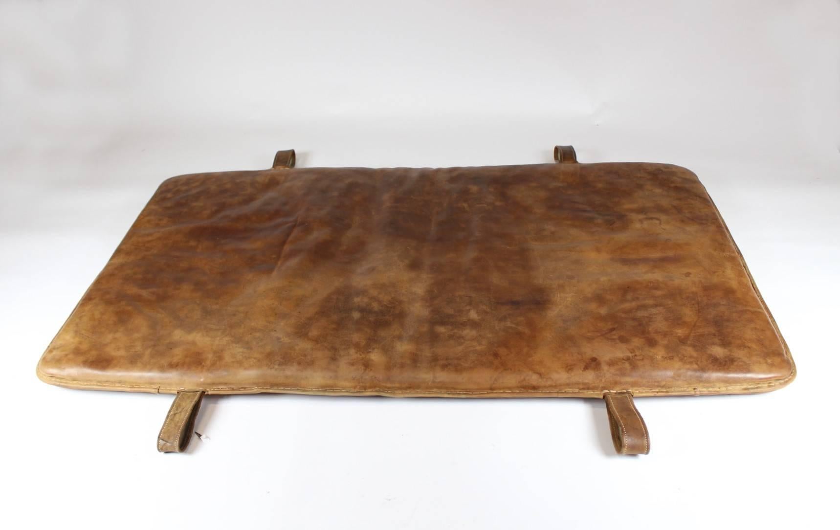 Leather gym mat from the 1930s. It is in good original condition, nice patina.