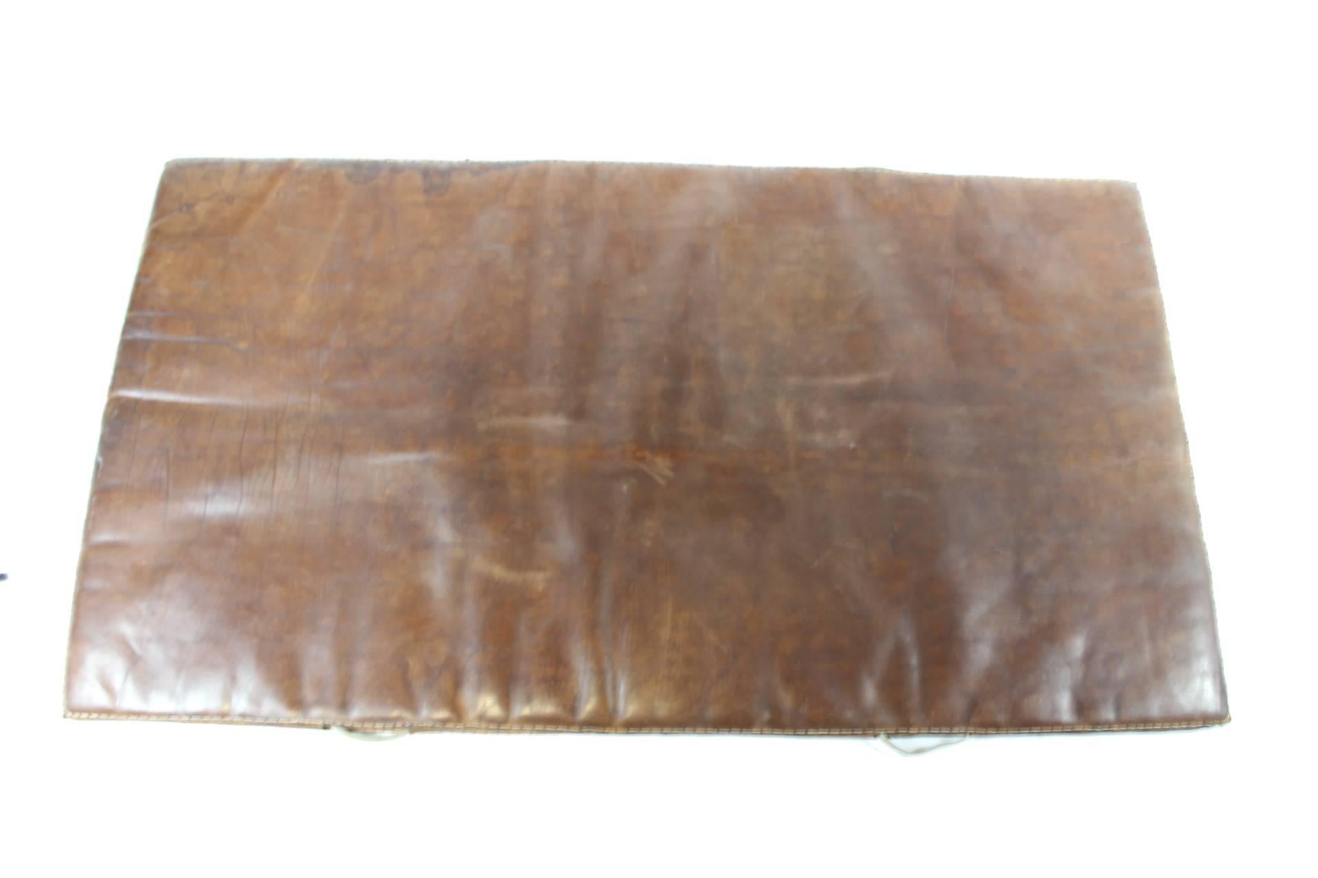 Leather gym mat from the 1950s. Nice patina. More pieces available, price for one piece.