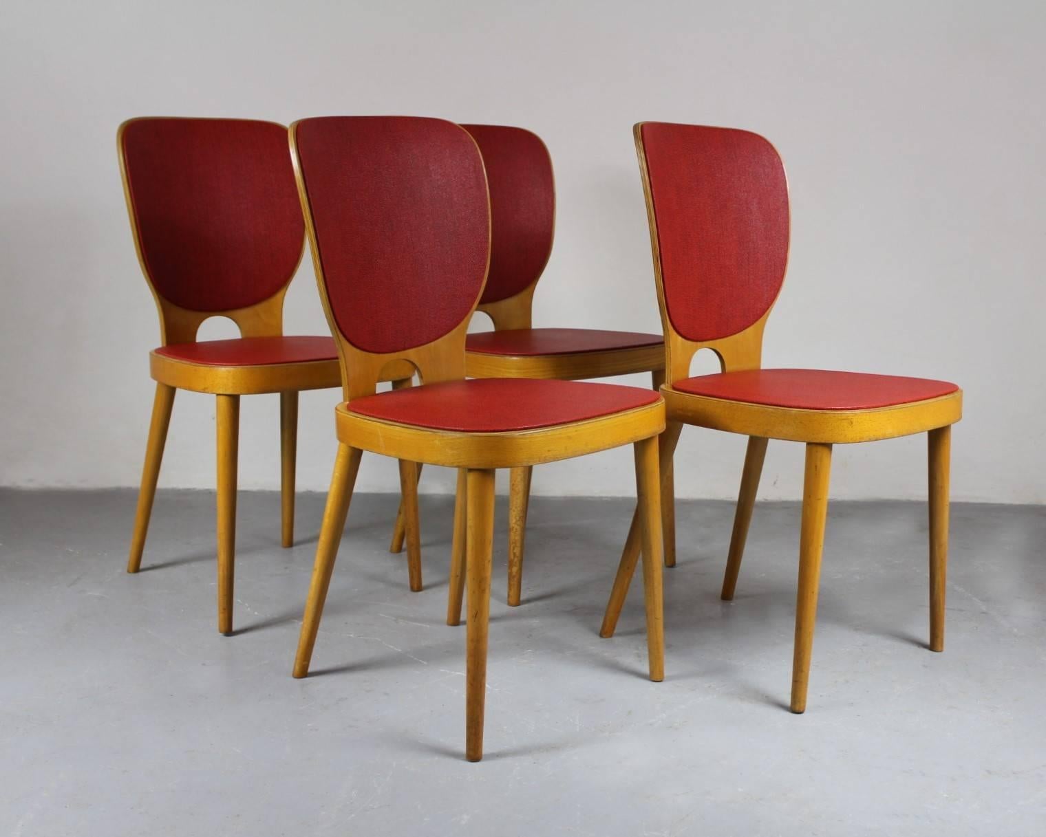 Max Bill, Set of Four Chairs Manufactured by Horgen Glarus, Switzerland 1952 In Good Condition In Cimelice, Czech republic