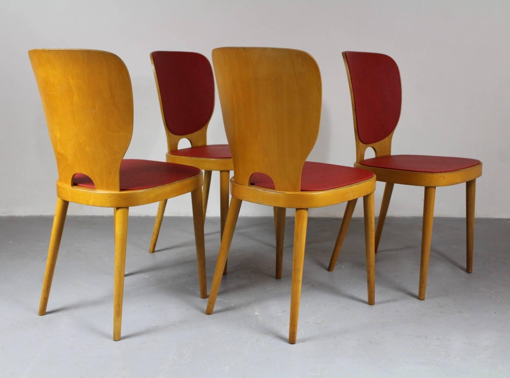Mid-Century Modern Max Bill, Set of Four Chairs Manufactured by Horgen Glarus, Switzerland 1952