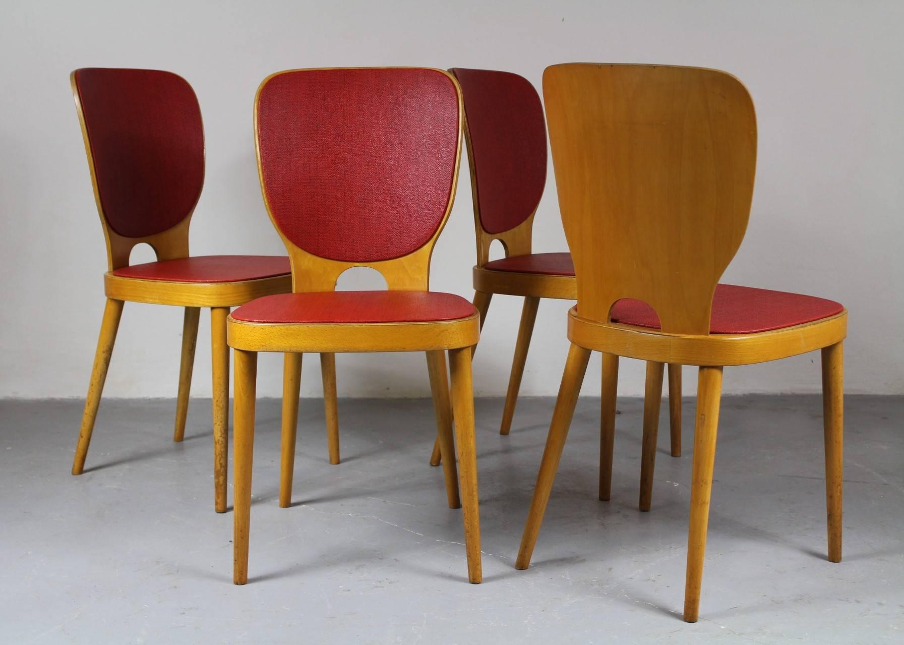 Swiss Max Bill, Set of Four Chairs Manufactured by Horgen Glarus, Switzerland 1952