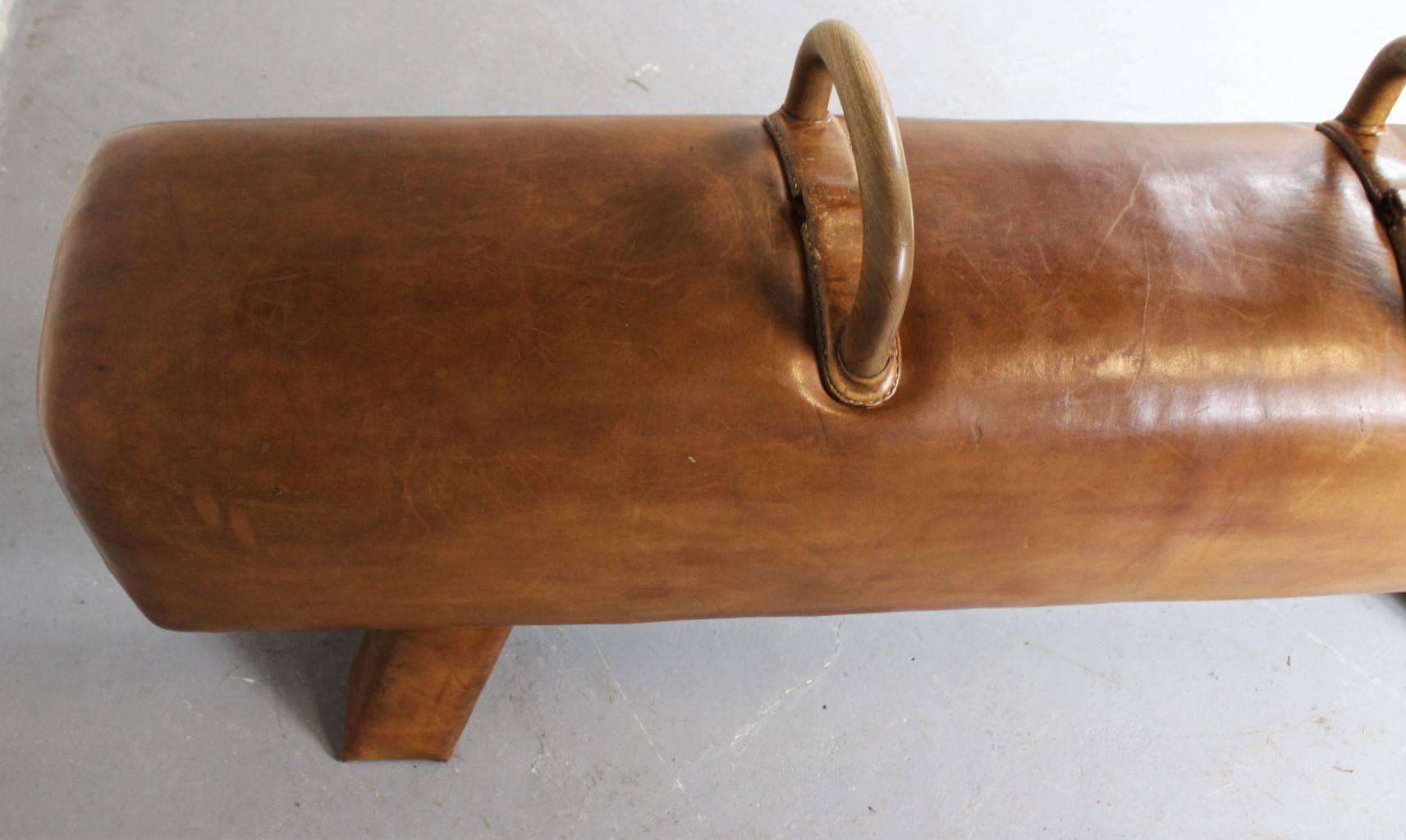 20th Century 1940s Leather Gym Pommel Horse Bench