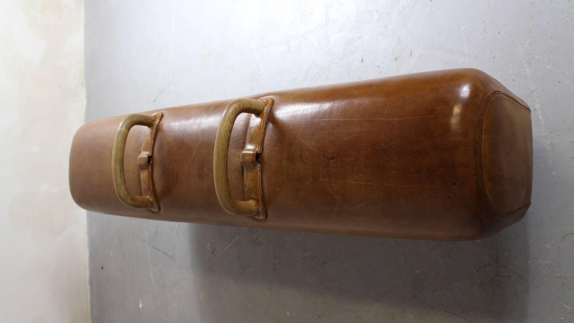 Industrial 1940s Leather Gym Pommel Horse Bench