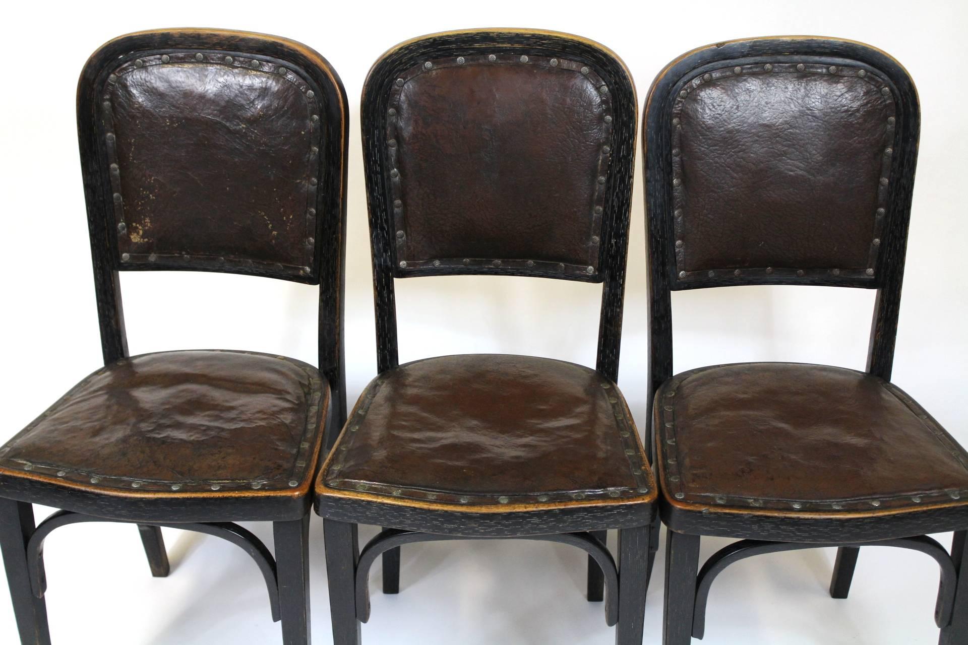 Four Vienna Secession Side Chairs by Gustav Siegel, J. & J. Kohn In Good Condition In Cimelice, Czech republic