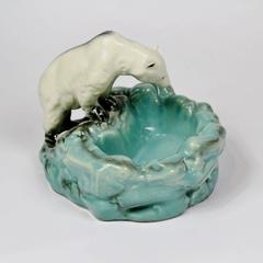 Art Deco Ditmar Urbach Ceramic Polar Bear at Ice POOL Figurine Bowl