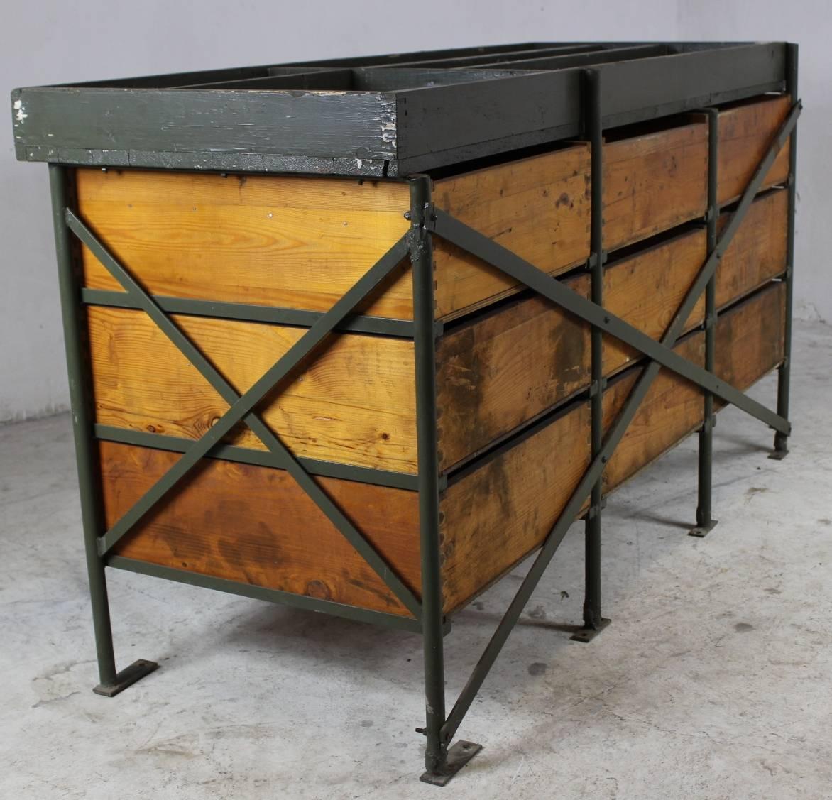 20th Century Industrial Army Chest of Drawers, 1950s