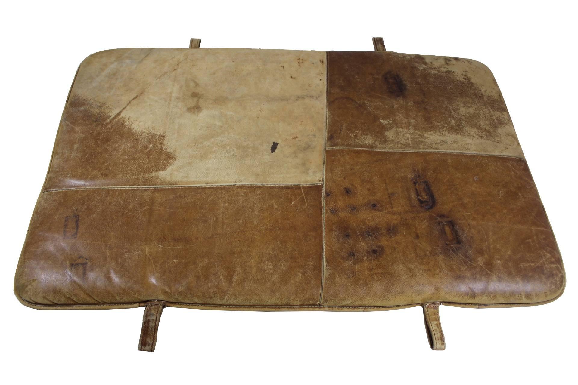 Gym mat from the 1920s, made from thick leather.