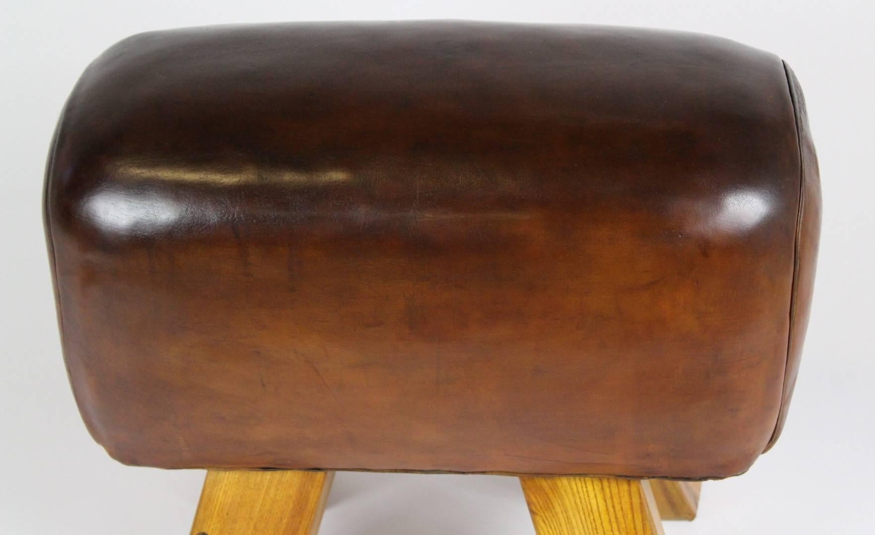 European Mid-Century Leather Gym Seat