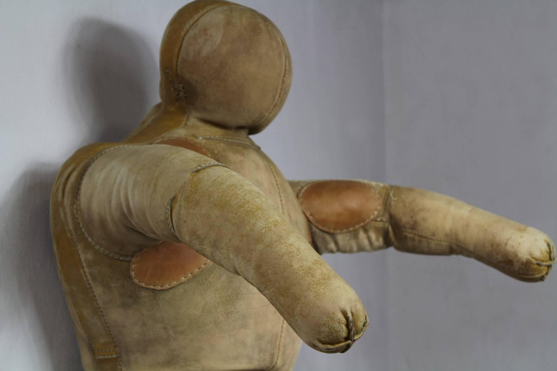 1940s Leather Wrestling Dummy, Lifesize In Good Condition In Cimelice, Czech republic