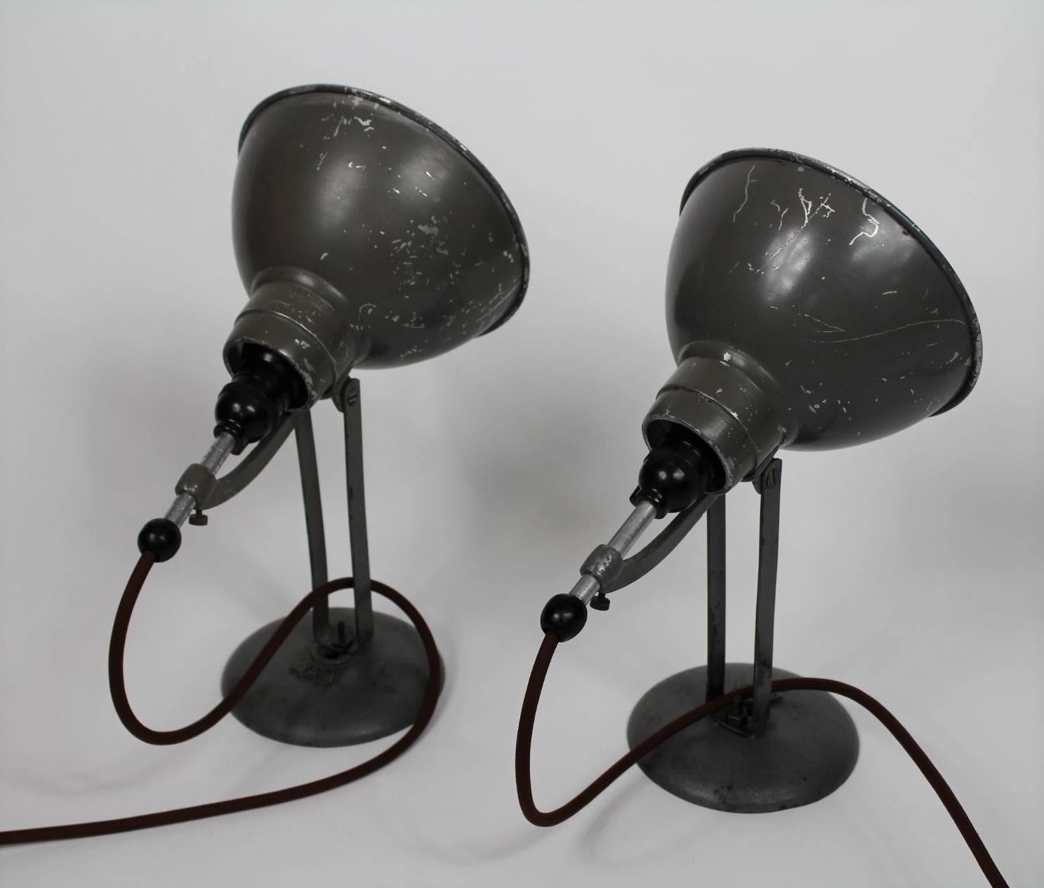Swiss 1930s Pair of Industrial Table Lamps Bag, Switzerland