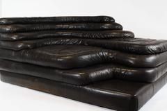 1970s De Sede "Terrazza" Sofa by Ubald Klug, Original Dark Brown Leather