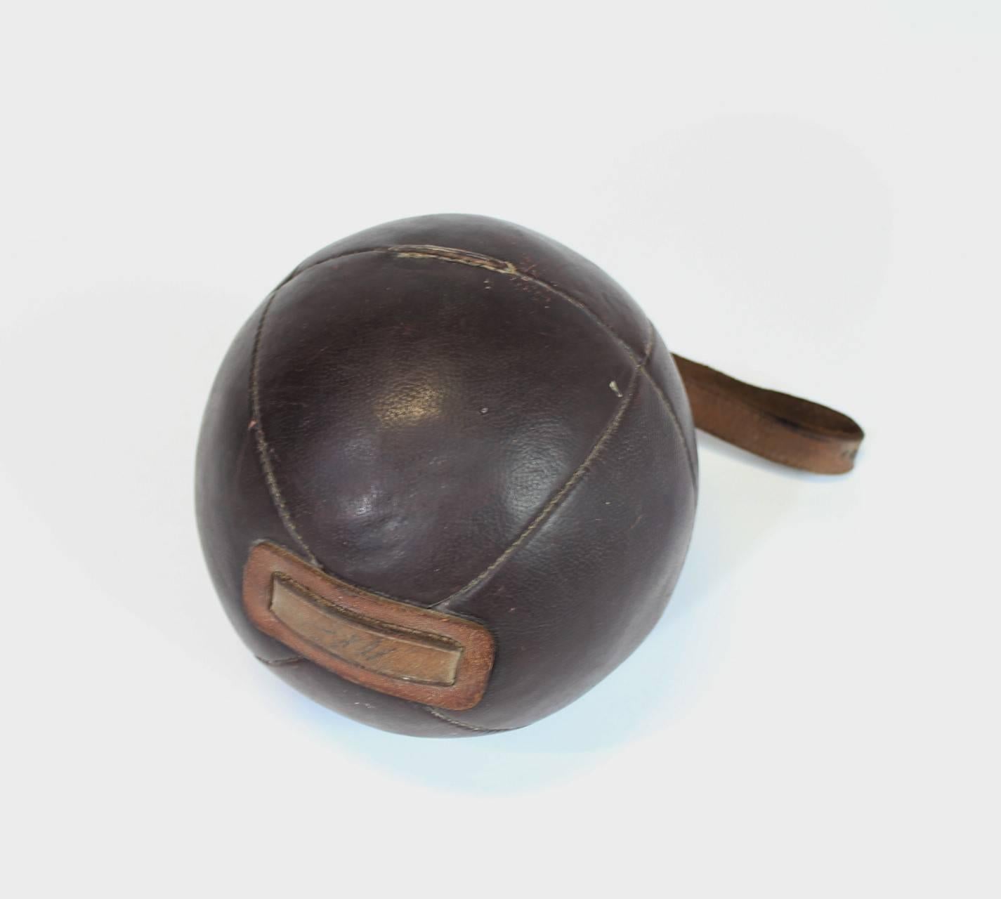 European 1920s Leather Medicine Ball
