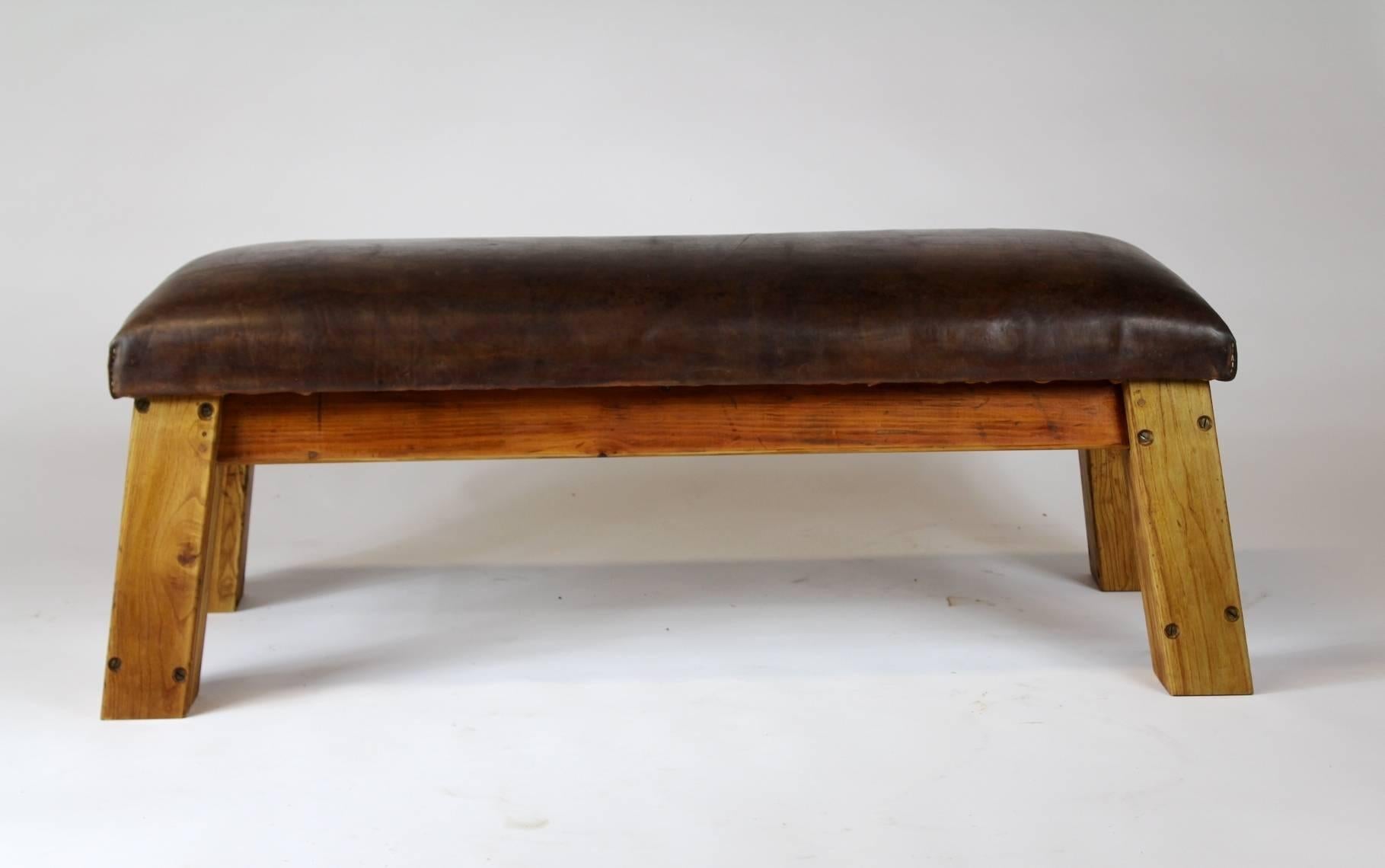 1940s Leather Gym Bench 2
