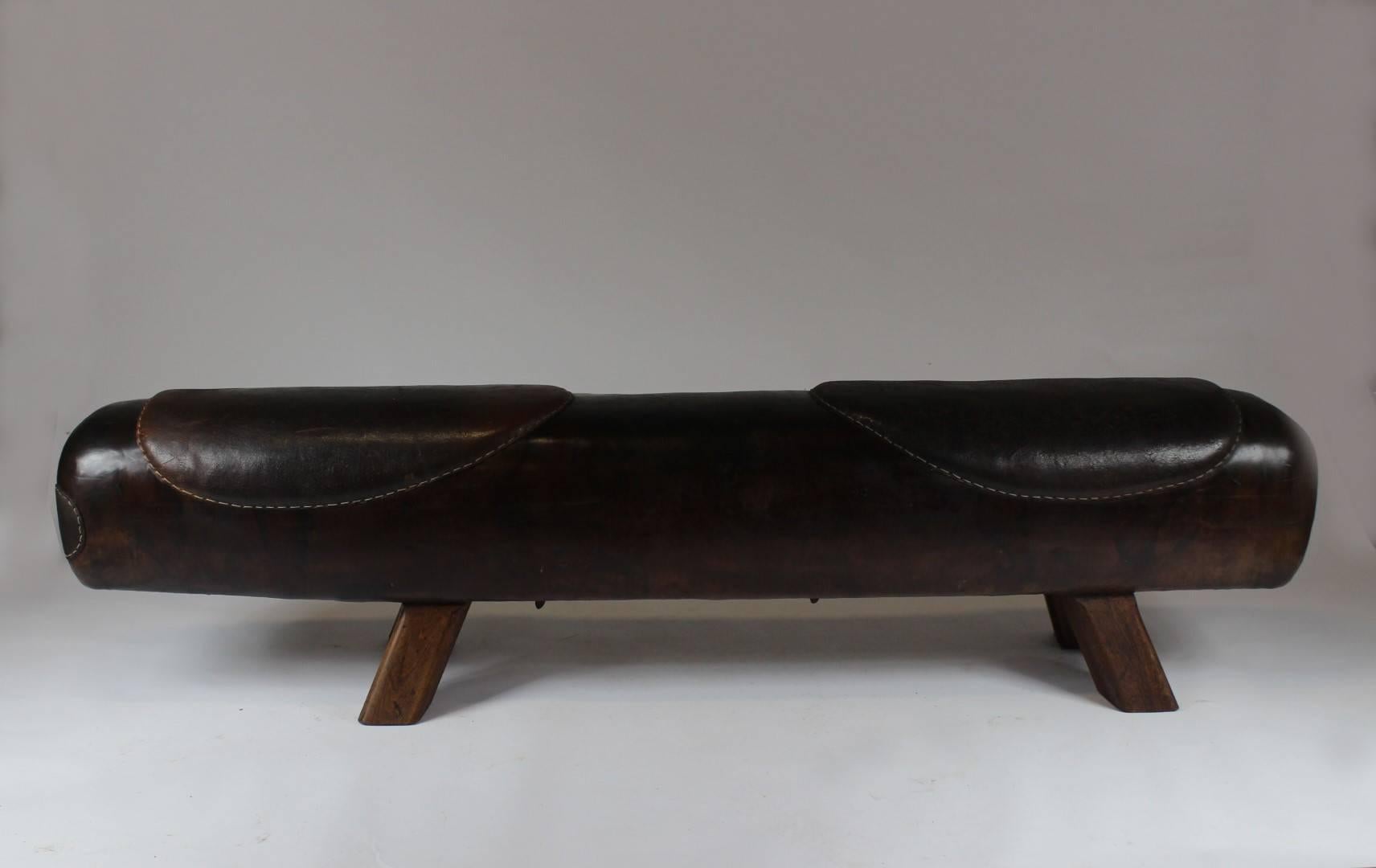 Industrial 1940s Leather Gym Pommel Horse