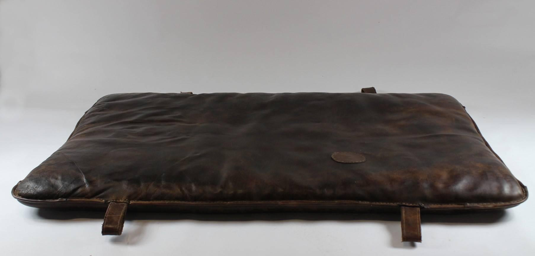Leather gym mat from the 1930s. One leather patch made from old leather. Nice patina.