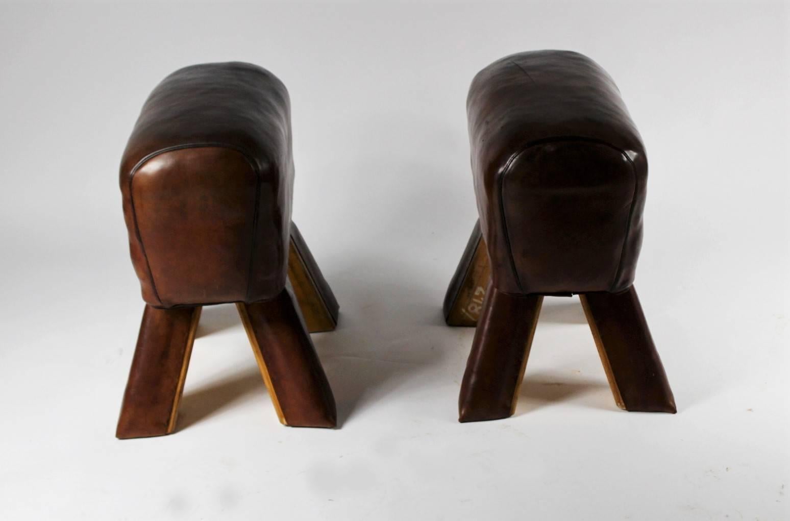 Pair of Leather Gym Stools In Good Condition In Cimelice, Czech republic