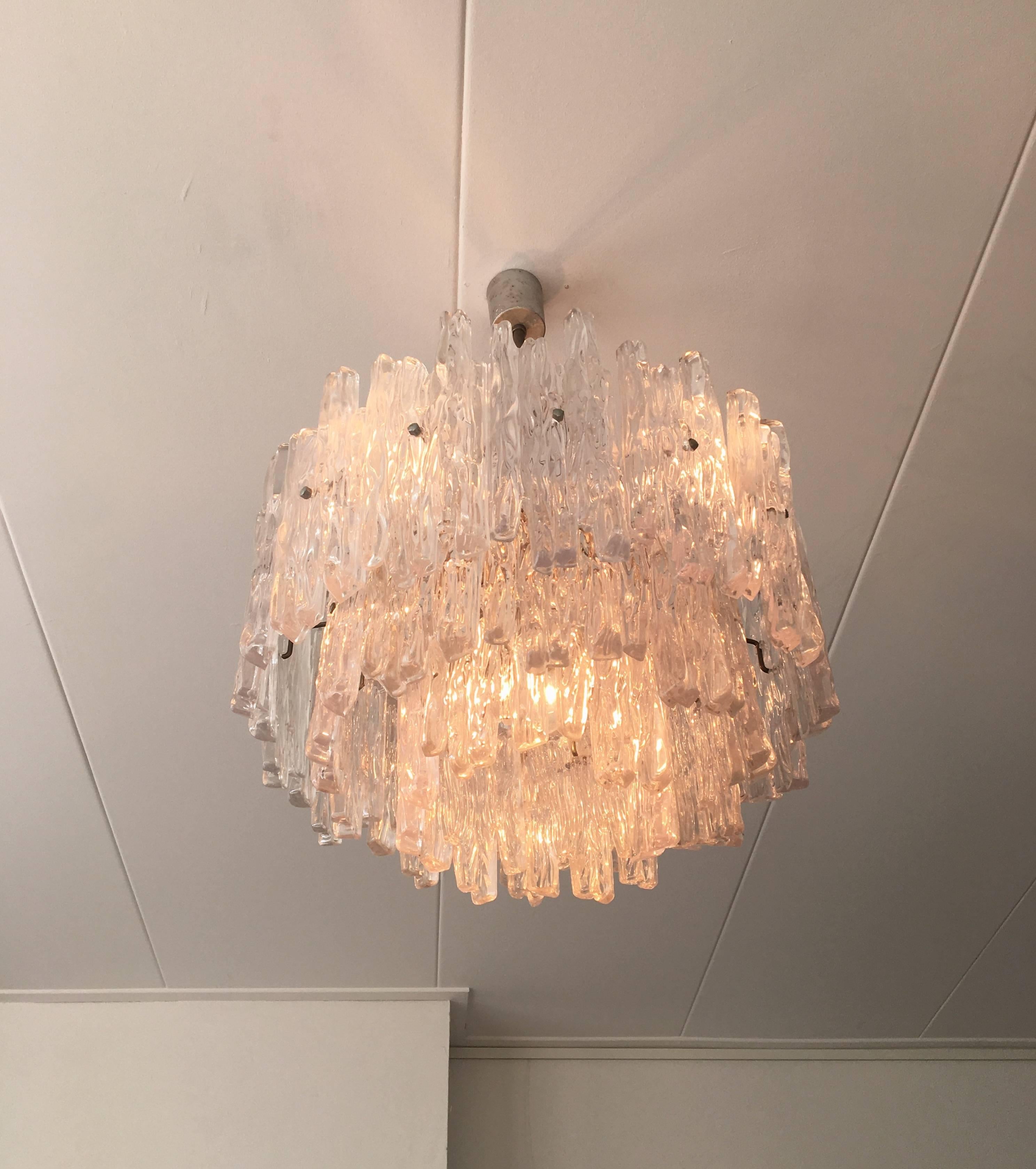 Austrian Exceptional Three-Tiered Dramatic Lucite Chandelier in Style of Kalmar, 1960s For Sale