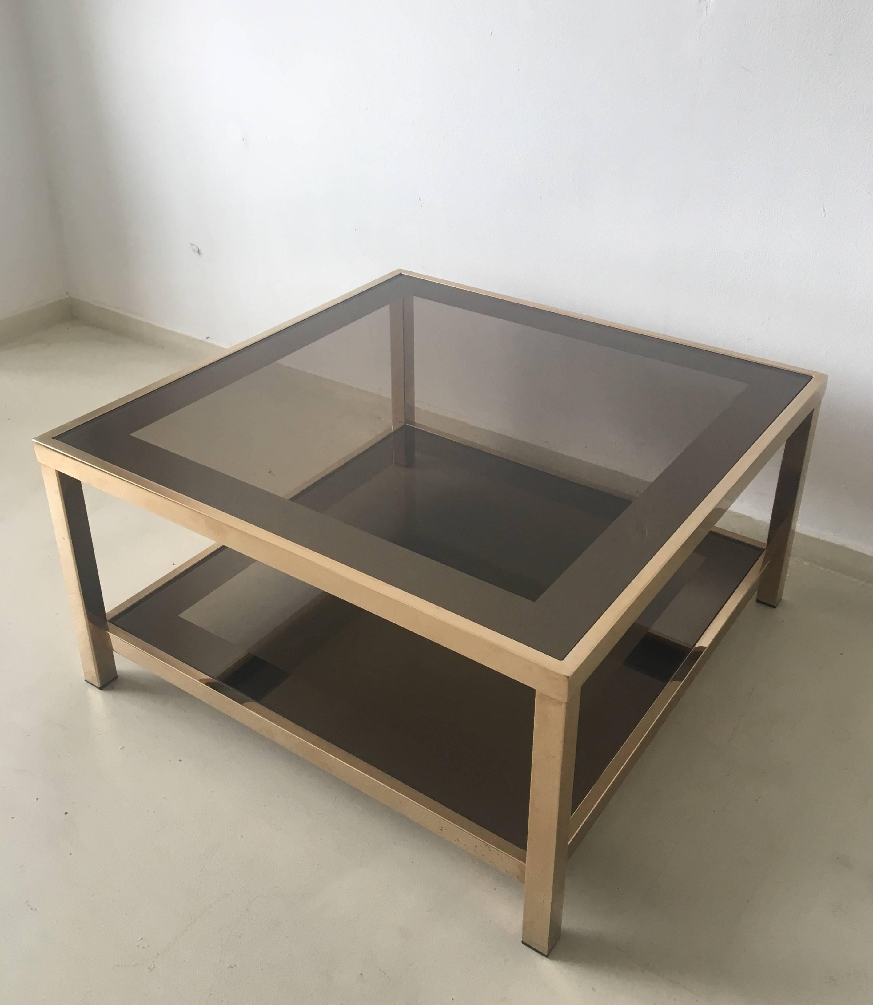 Belgian 23-Carat Rectangular Gold-Plated Coffee Table, 1960s For Sale