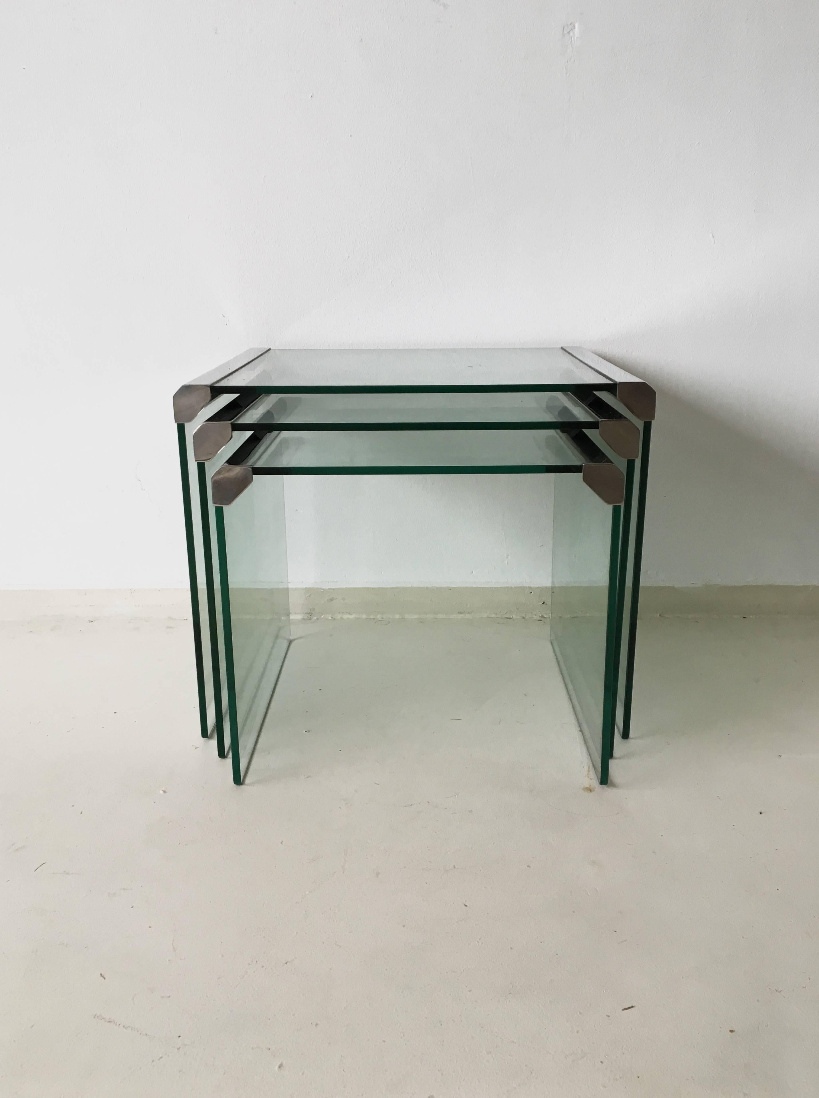 Hollywood Regency Set of Three T35 Nesting Tables from Galotti & Radice, 1975 For Sale