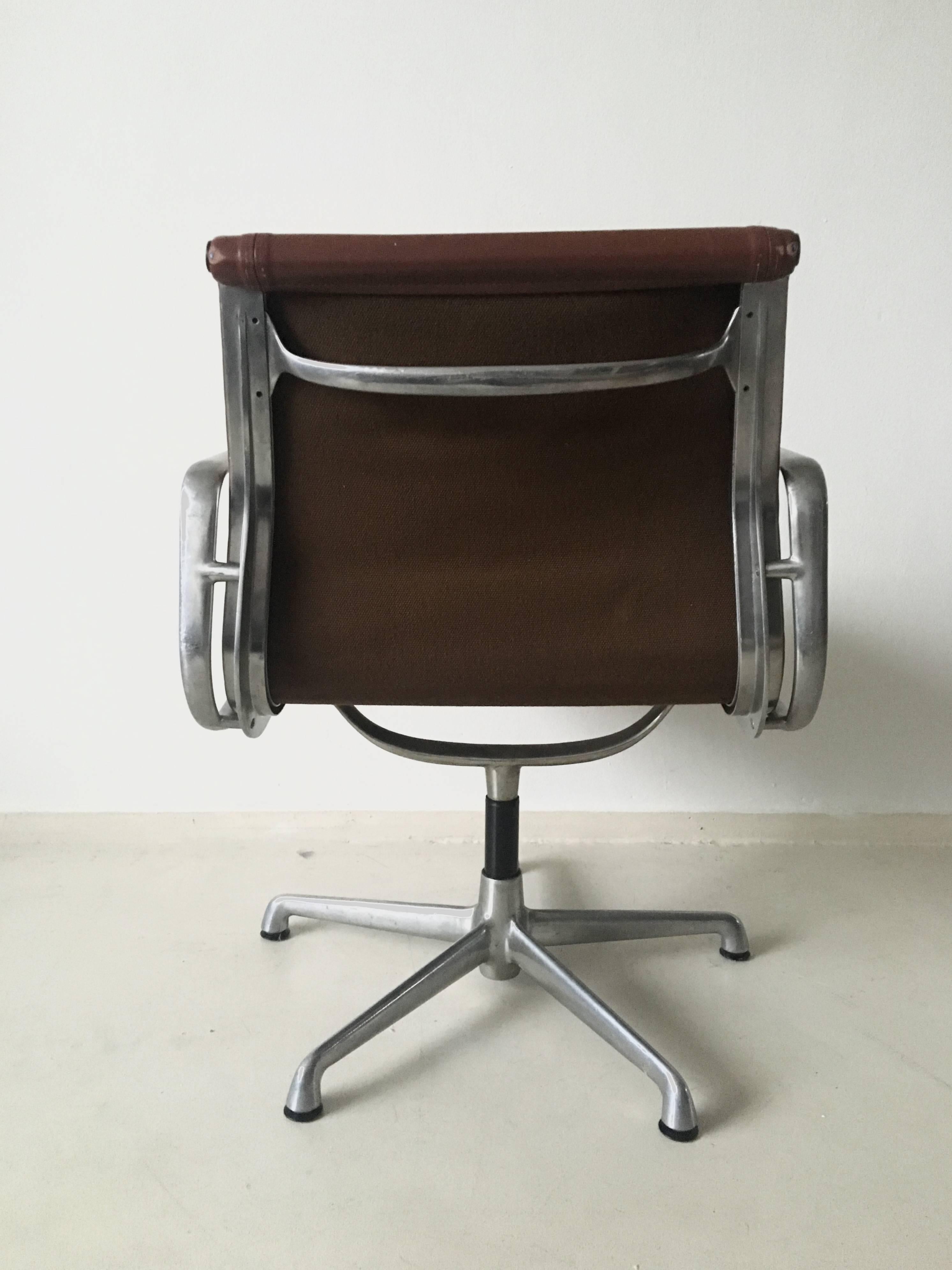 Leather Charles Eames Soft Pad Chairs EA208, for ICF Italy, 1960s (ONLY 1 LEFT)