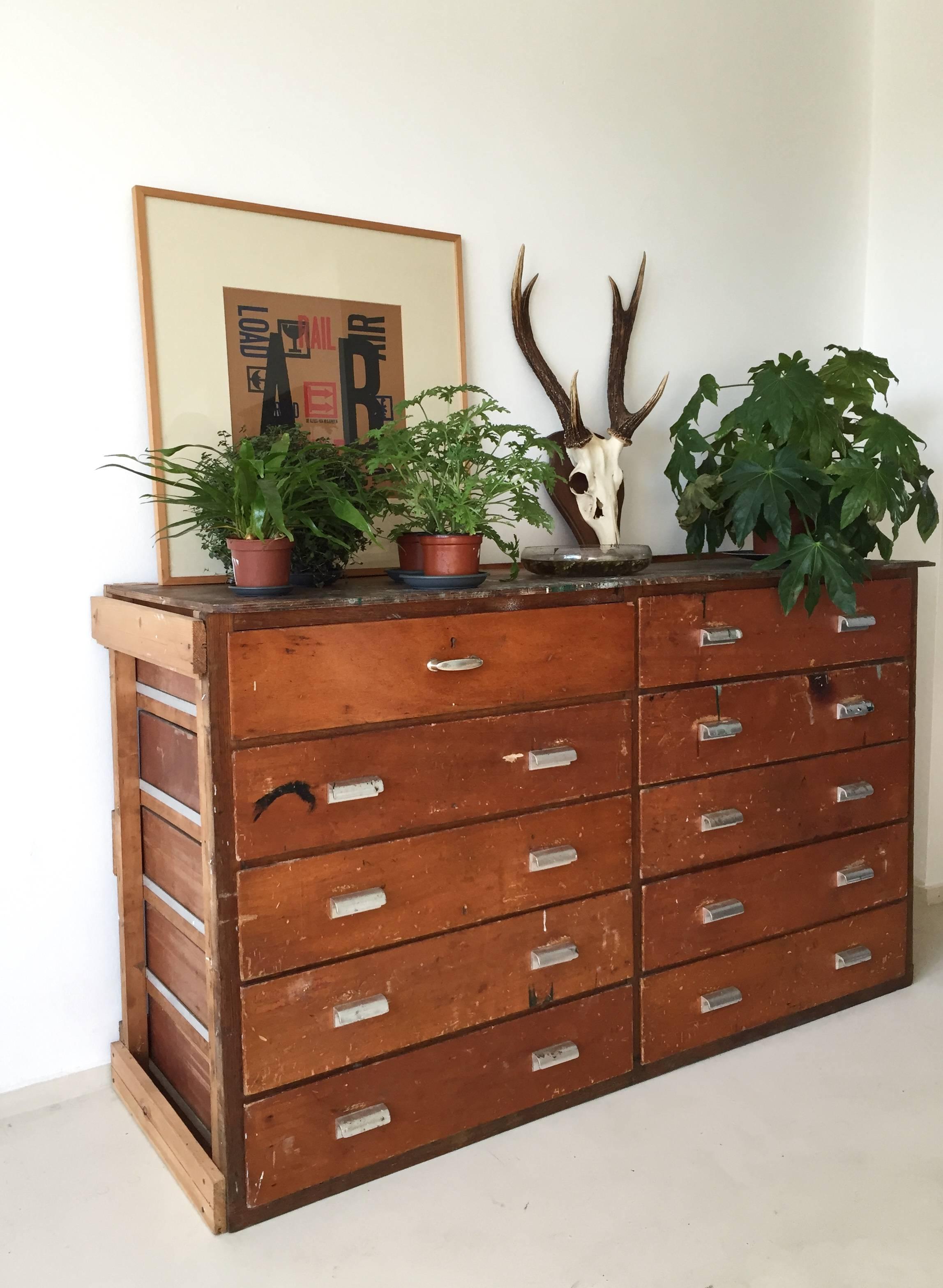 Dutch Industrial Pinewood Cabinet, Chest of Drawers, 1960s