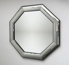 Mid-Century Modern Octagonal Mirror, In style of Jean Claude Mahey, 1970s