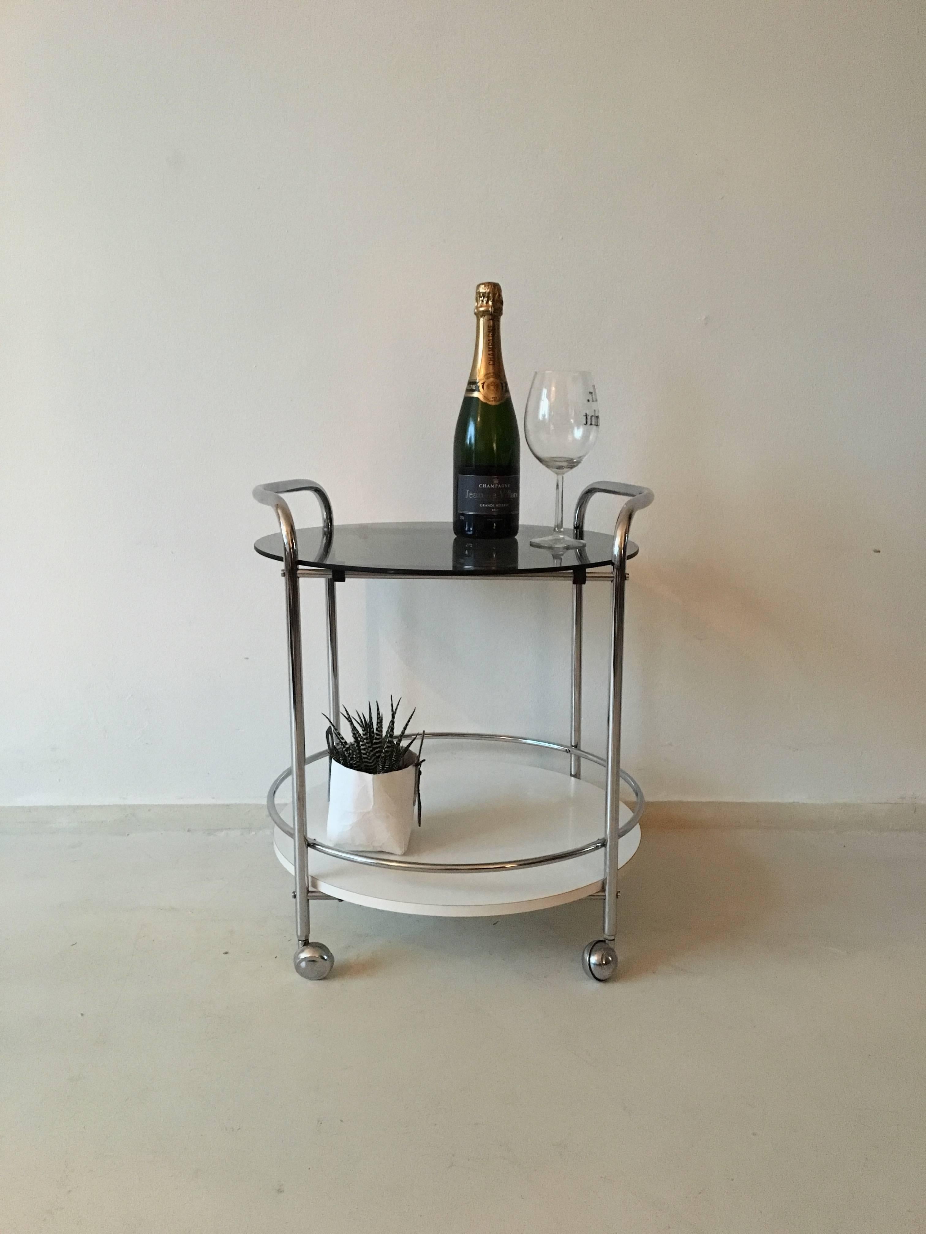 Chrome Vintage Two-Tier Trolley, Bar Cart, 1970s