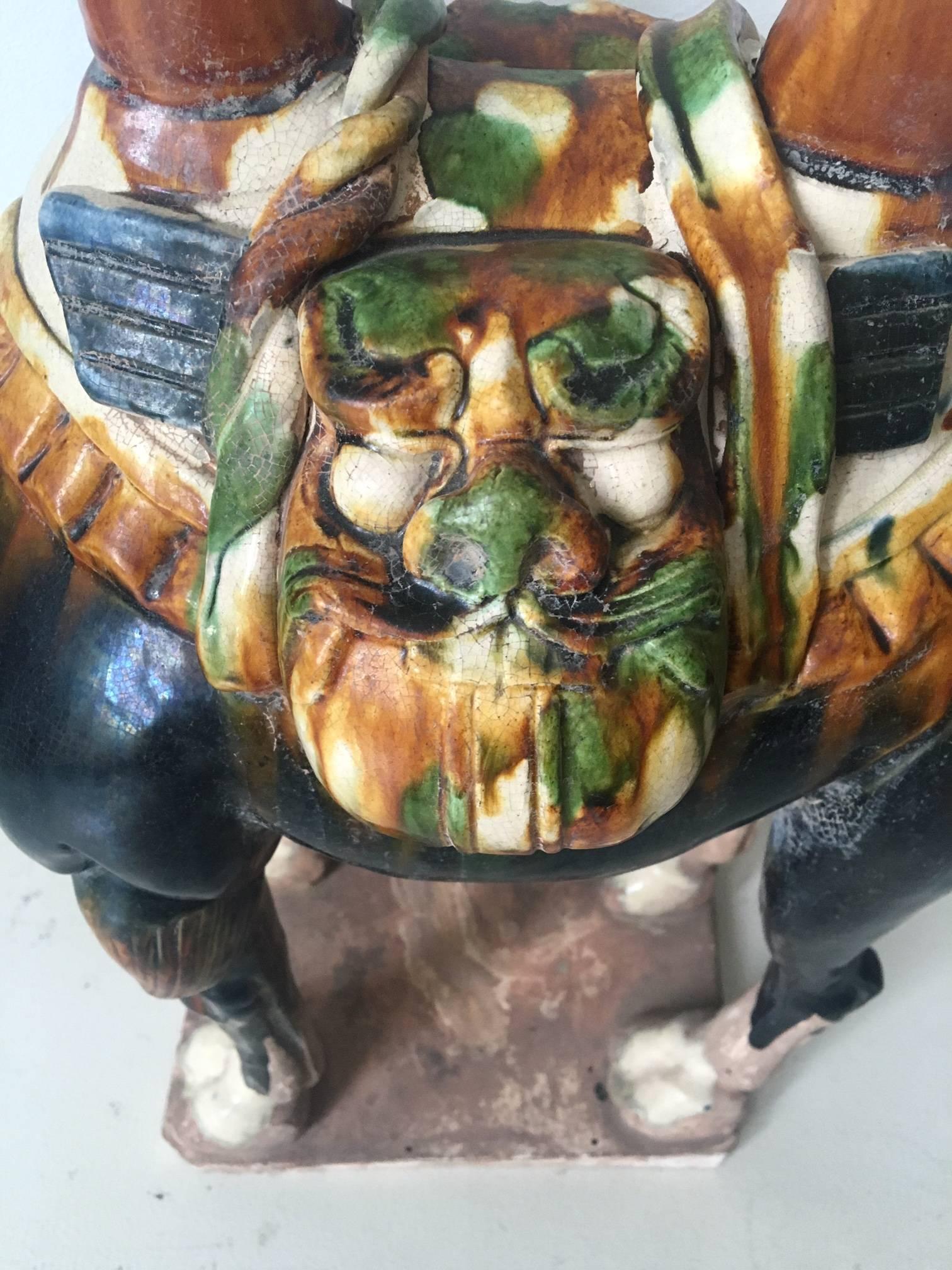 Ceramic Ancient Chinese Camel with a Sancai Glaze. For Sale